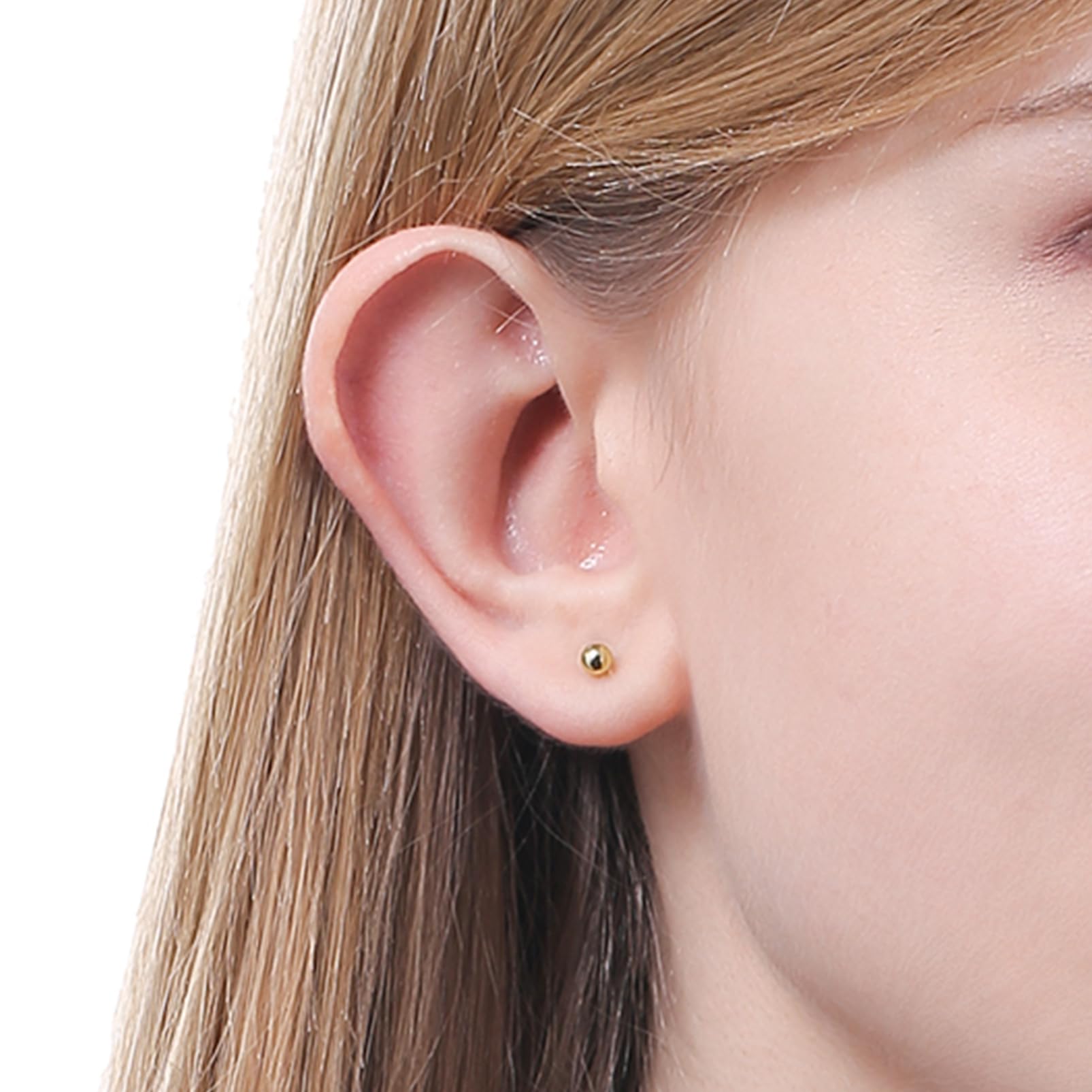 Hypoallergenic Gold Flat Back Stud Earrings for Women - ToHeart Stud Ball Earrings - Perfect for Everyday Wear, Parties & Gifts