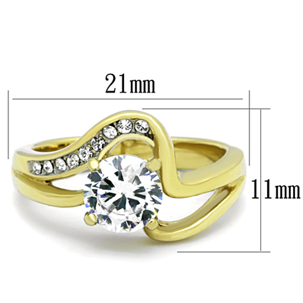 Marimor 1.325 Carat Cubic Zirconia Gold Plated Stainless Steel Engagement Ring for Women - Perfect for Weddings, Proposals & Anniversary Gifts