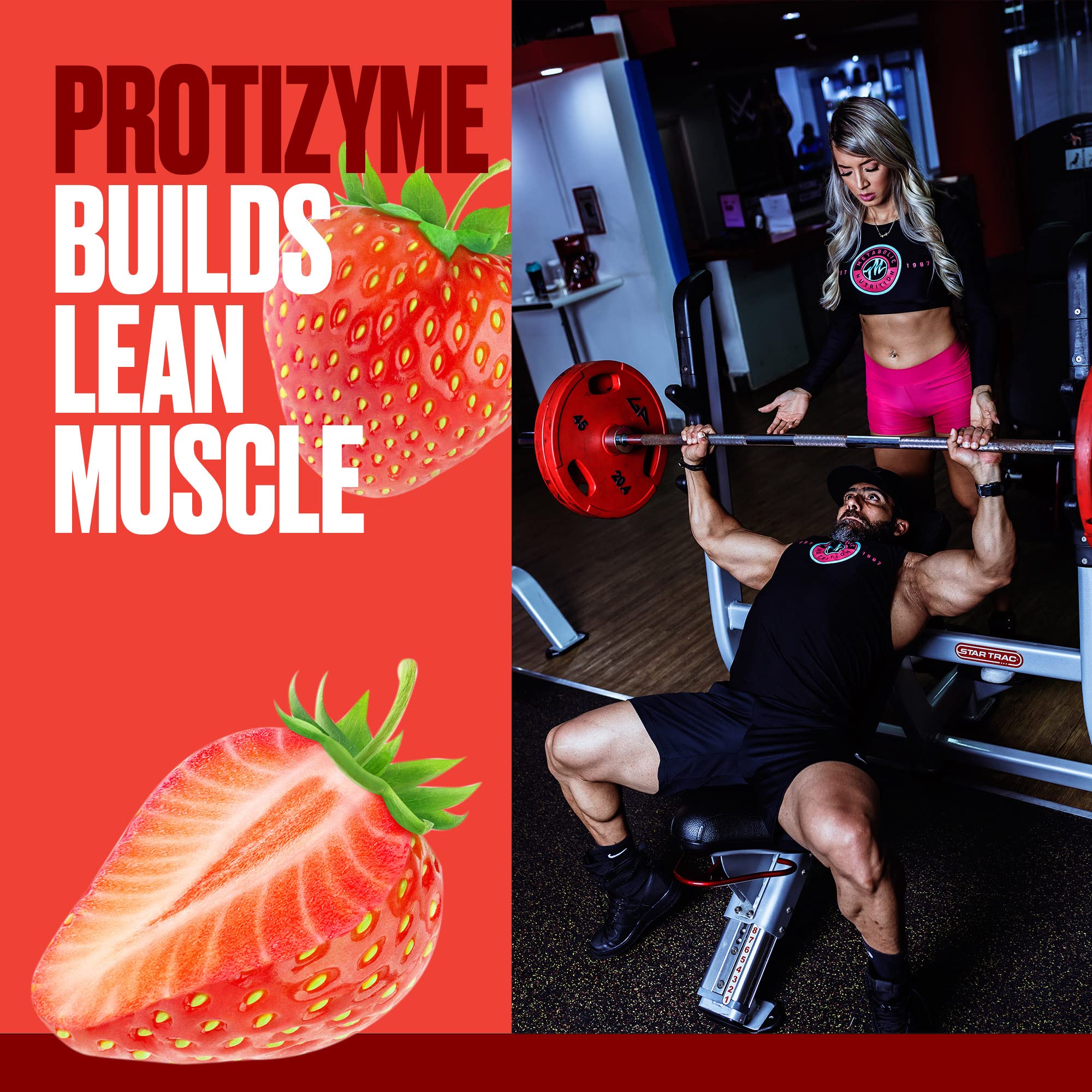 Metabolic Nutrition Protizyme 100% Whey Protein Powder - High Protein, Low Carb & Fat with Digestive Enzymes & 24 Vitamins (4lb, 52 Servings) | Post-Workout Recovery & Muscle Building Supplement