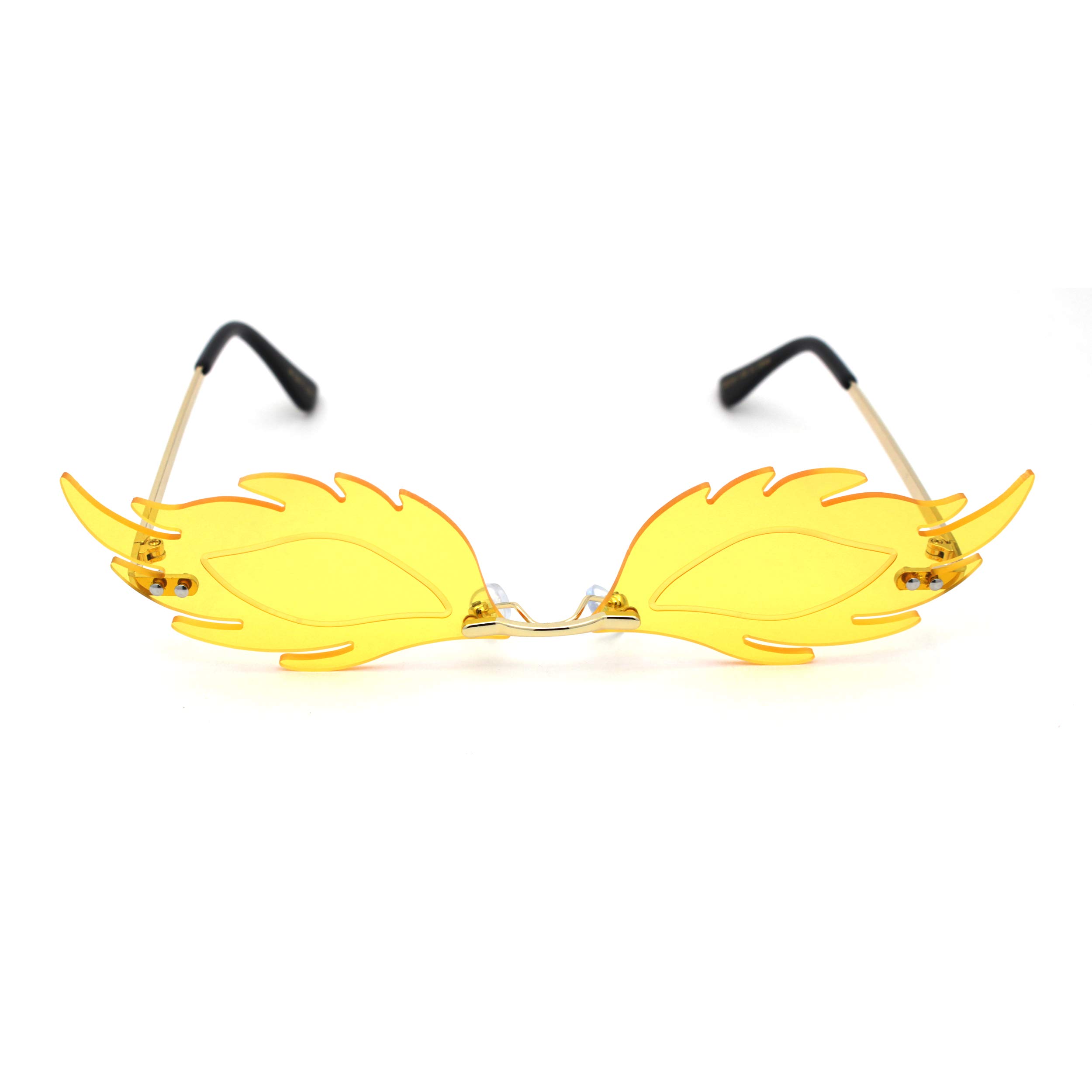 Women's Rose Leaf Shaped Lens Hippie Pop Color Sunglasses - Trendy Vintage Style for Summer Beach, Music Festivals & Outdoor Activities