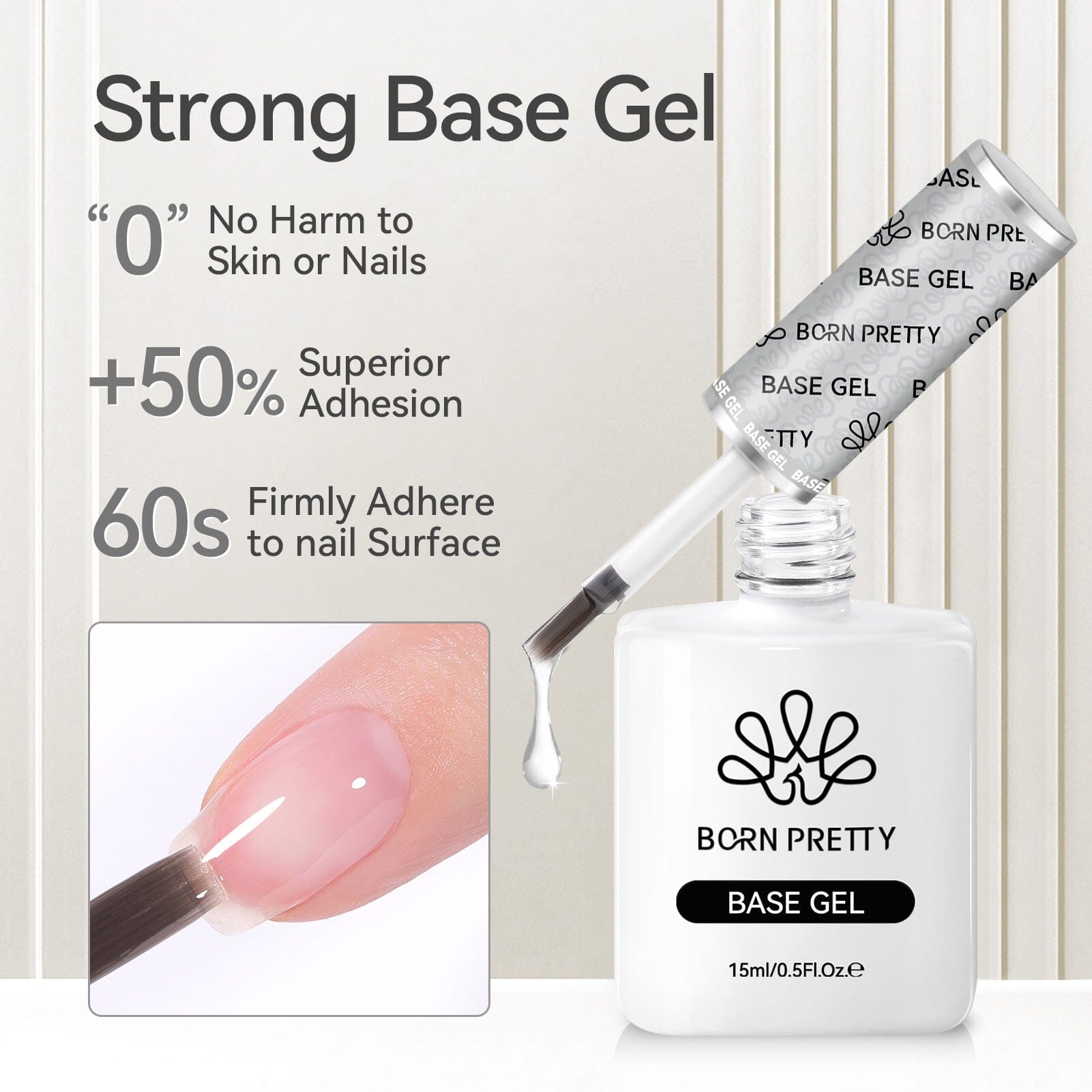 2 Bottles Base Gel Super Top Coat Set 15ml - Long Lasting Nail Polish Kit for Salon & Home Manicure, Perfect for DIY Nail Art & Professional Use
