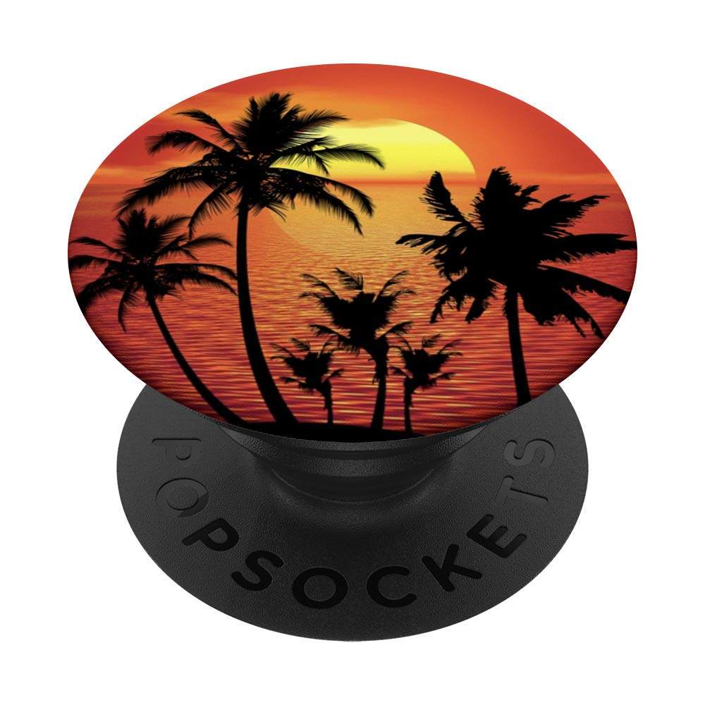 Palm Tree Beach Sunset Ocean Waves Vacation Nature Wall Art - Tropical Coastal Decor for Living Room, Bedroom & Office