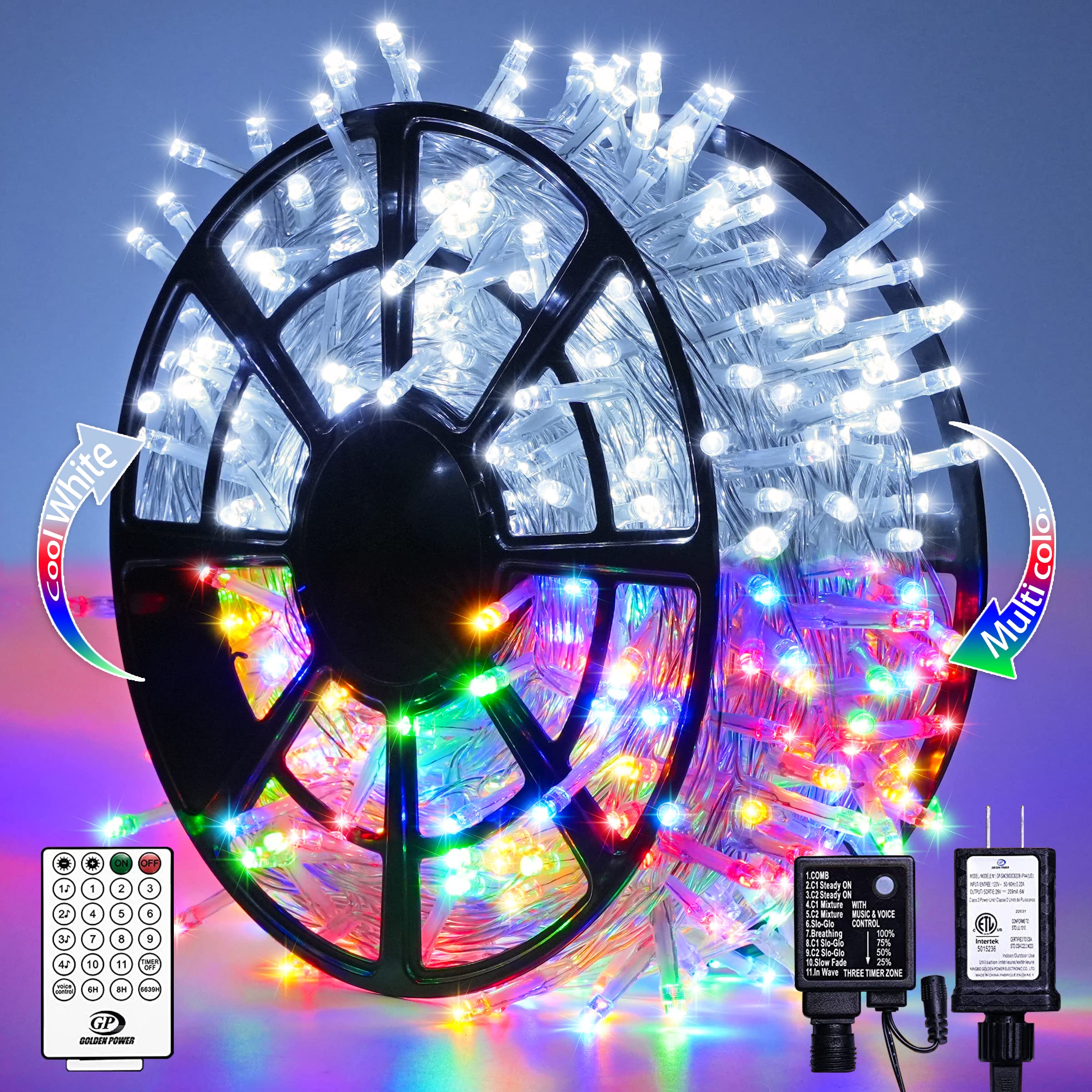 JMEXSUSS 500 LED Color Changing String Lights - 163FT White & Multicolor Christmas Lights with Remote Control | Waterproof Outdoor & Indoor Holiday Decor for Tree, House, Party, Wedding, Garden, and Patio Lighting