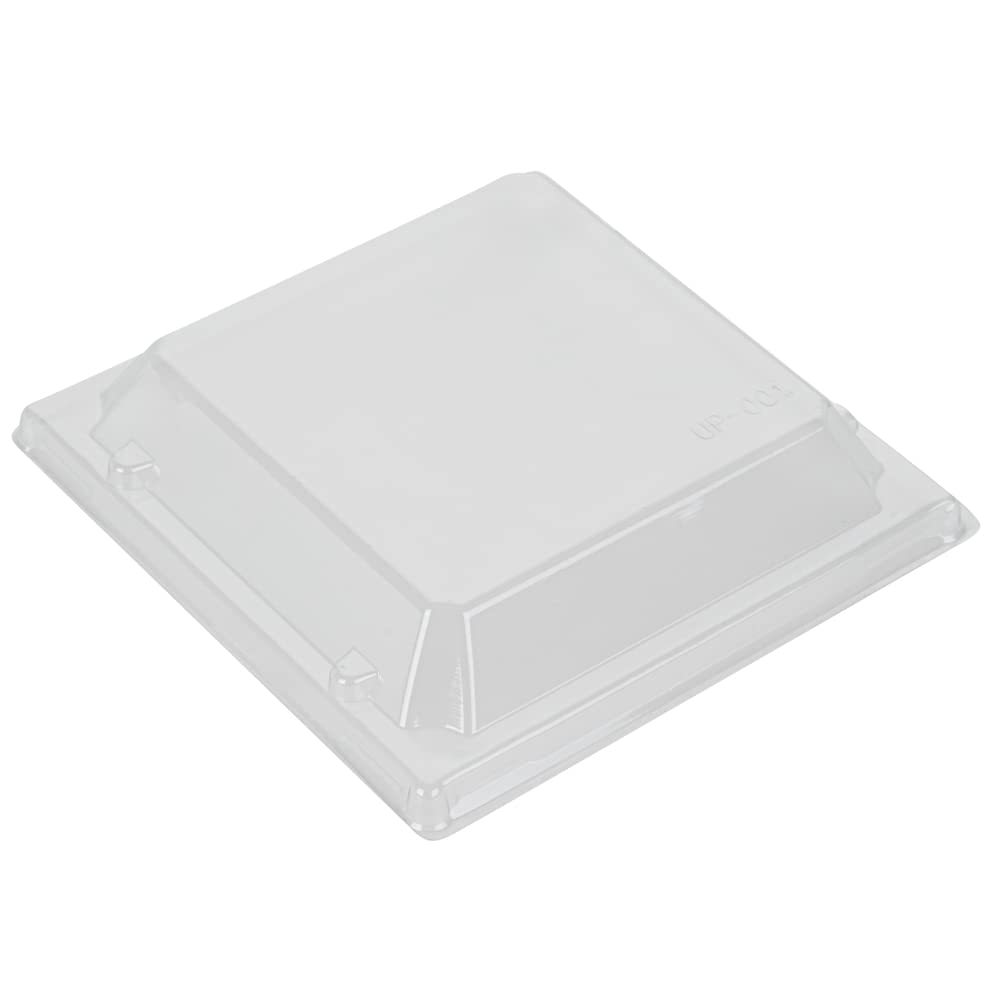 Restaurantware 100 Pack Clear Plastic Lids 5.3 x 5.3 x 1 Inch - Square Transparent To-Go Container Lids for 14 oz Flare Wooden Food Boxes (Containers Sold Separately) | Perfect for Takeout, Meal Prep & Catering