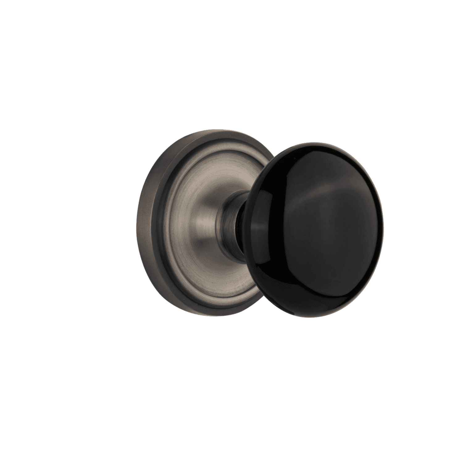 Vintage Black Porcelain Knob with Classic Rosette Design - Antique Pewter Finish for Cabinet, Drawer & Furniture Hardware (Perfect for Kitchen, Bathroom & Home Decor)