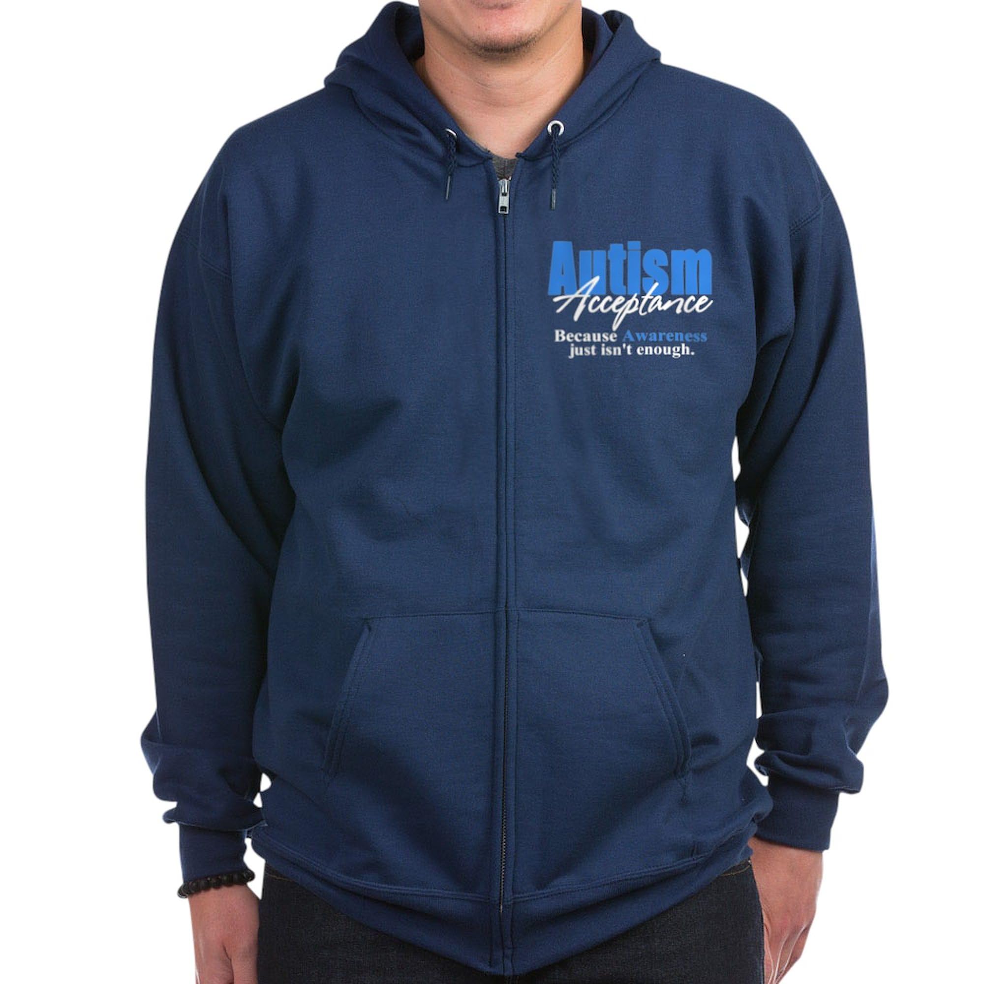 Autism Awareness Zip-Up Hoodie for Men - Dark Pullover Sweatshirt with Front Pocket | Comfortable Casual Wear for Supportive Everyday Outfits