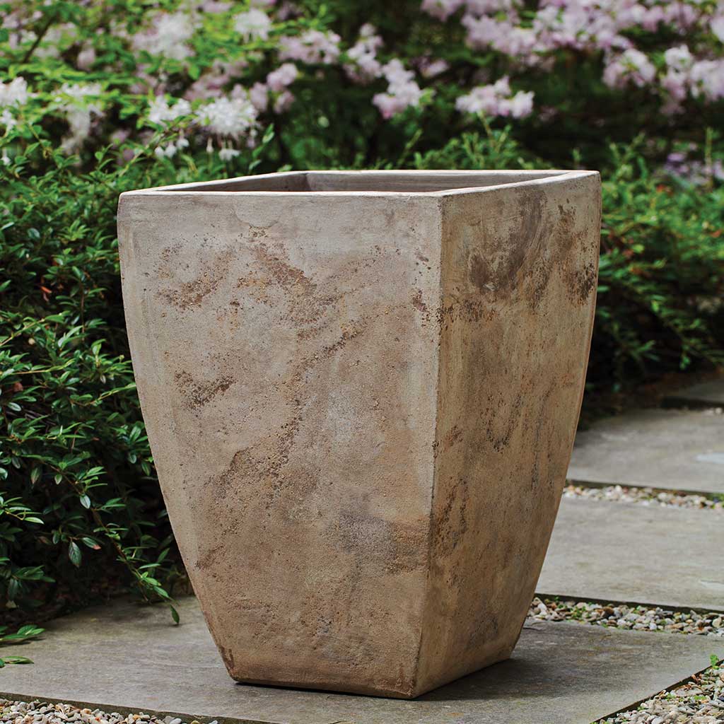 Campania International Brasilia Square Planter Set of 3 - Antico Terra Cotta Outdoor Garden Planters for Patio, Deck & Home Decor
