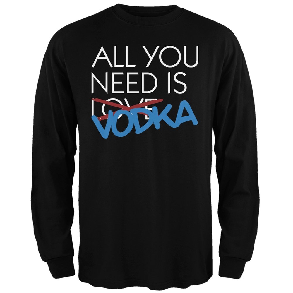 Vodka Not Love Black Long Sleeve T-Shirt for Adults - Small Size | Casual Streetwear, Party Outfit, Funny Graphic Tee for Men & Women