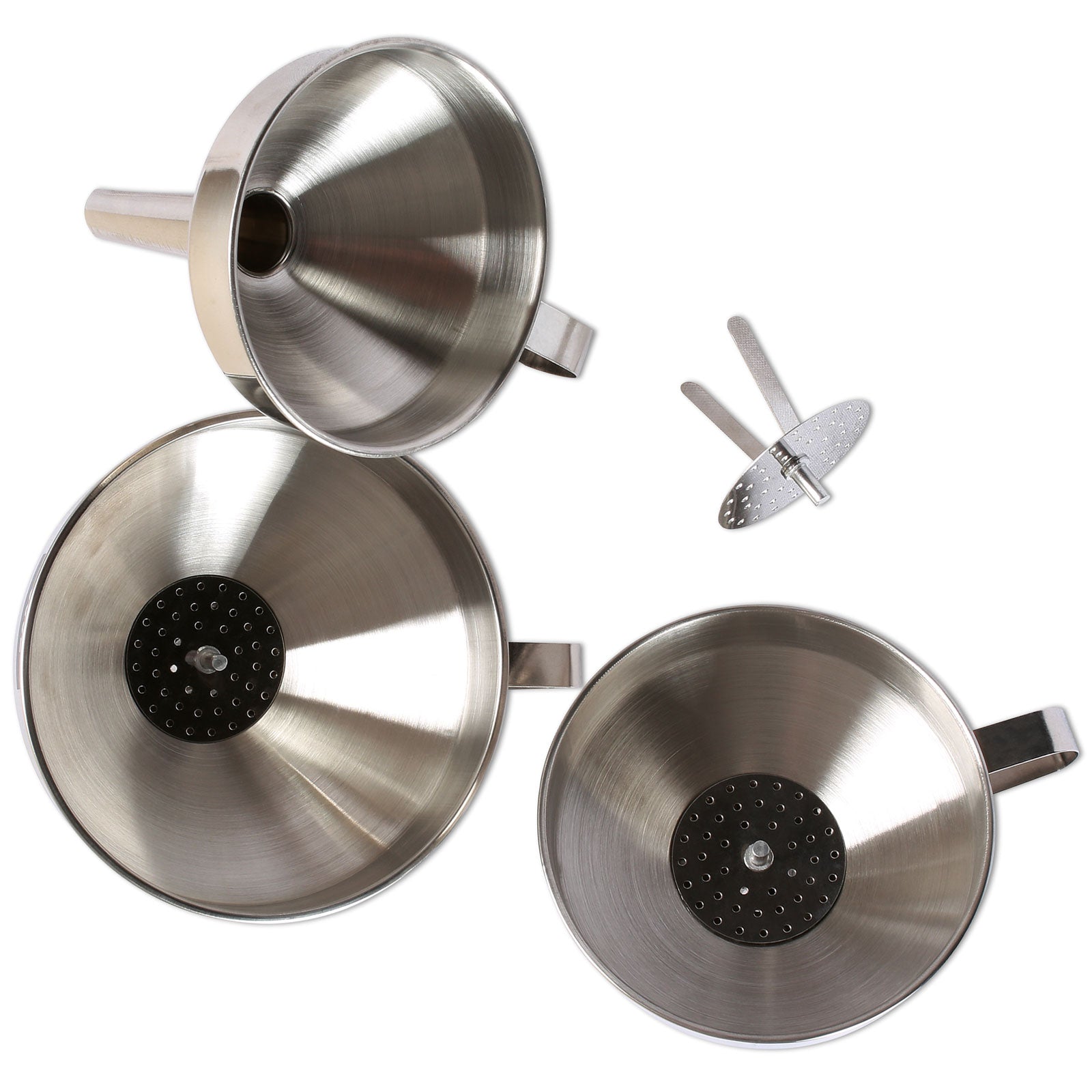 Premium 3-Piece Stainless Steel Funnel Set for Kitchen, Auto & Lab Use - Heavy Duty Metal Funnels for Cooking, Oil Changing & DIY Projects (Small/Medium/Large)