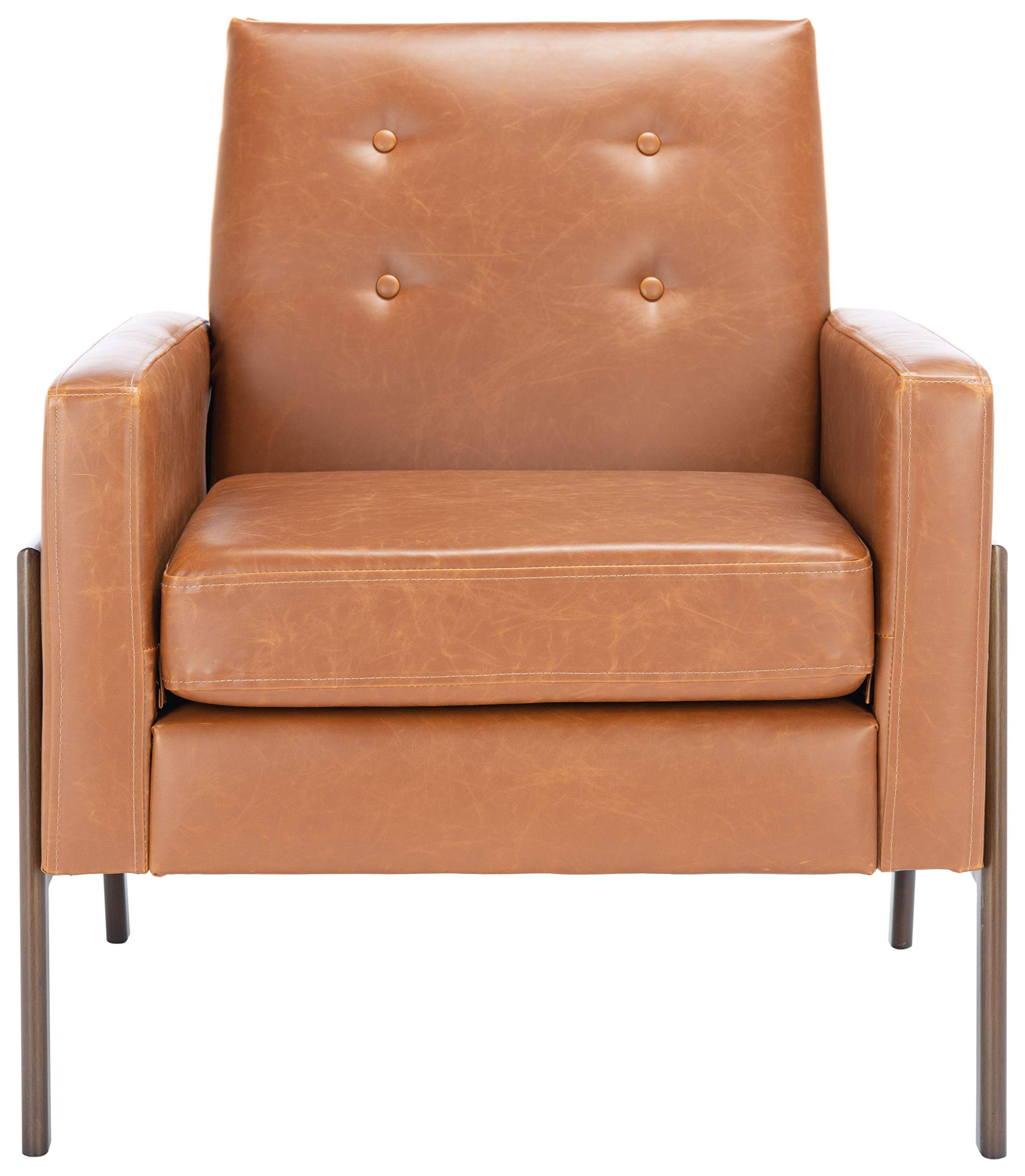 SAFAVIEH Roald Faux Leather Accent Club Chair ACH6209C - Light Brown/Antique Coffee - Modern Living Room Furniture for Home Office, Lounge & Reading Nook