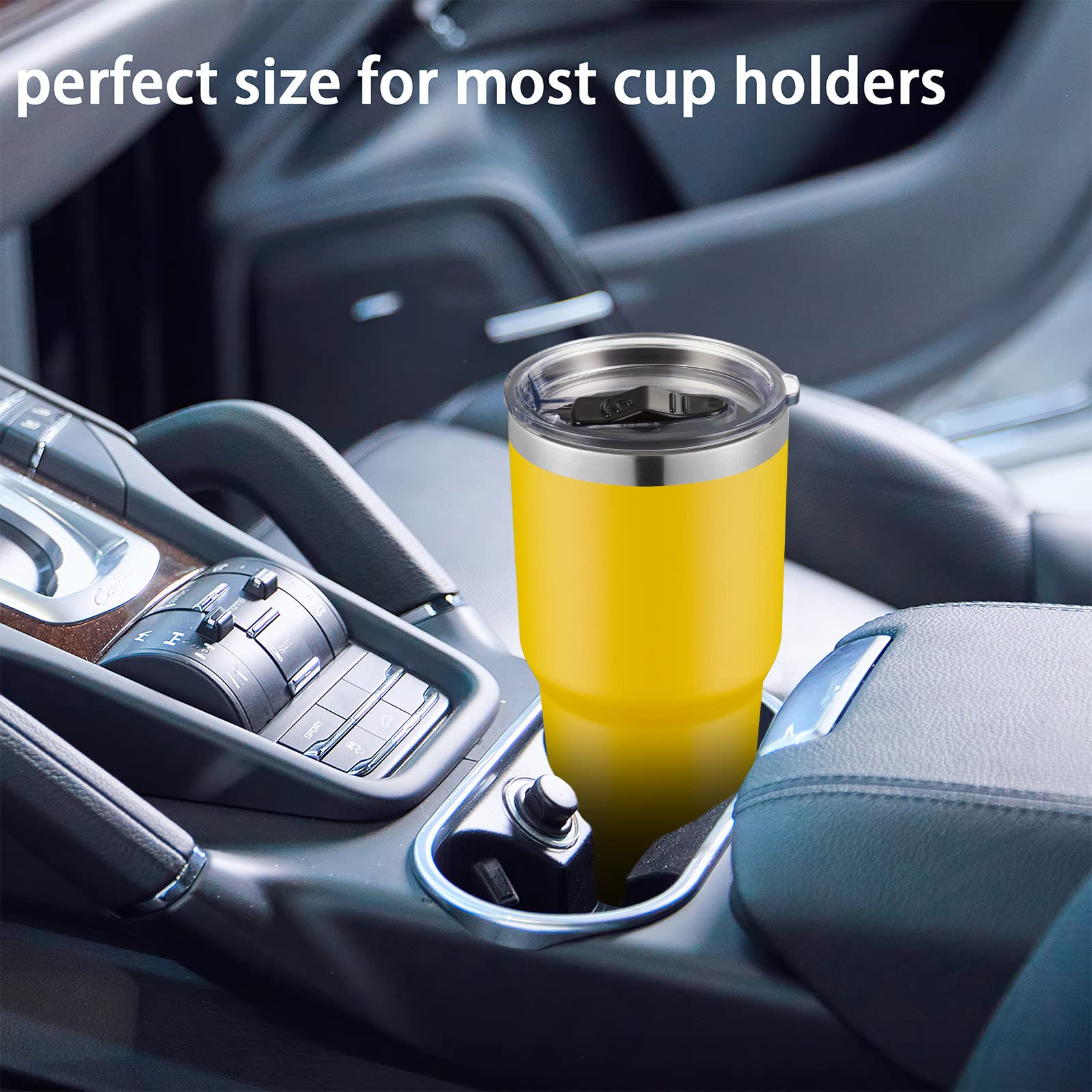 30oz Stainless Steel Tumbler with Lid & Straw - 8 Pack Bulk Insulated Coffee Cups, Double Wall Vacuum Travel Mug for Hot & Cold Drinks - Perfect for Office, Gym, Camping & Outdoor Activities - Yellow