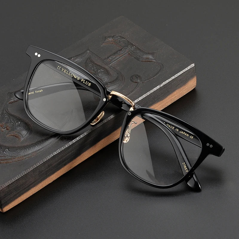 Stylish Black Unisex Square Acetate Eyeglasses C432 - Fashionable Full Rim Glasses for Men & Women - Perfect for Work, Reading & Everyday Wear