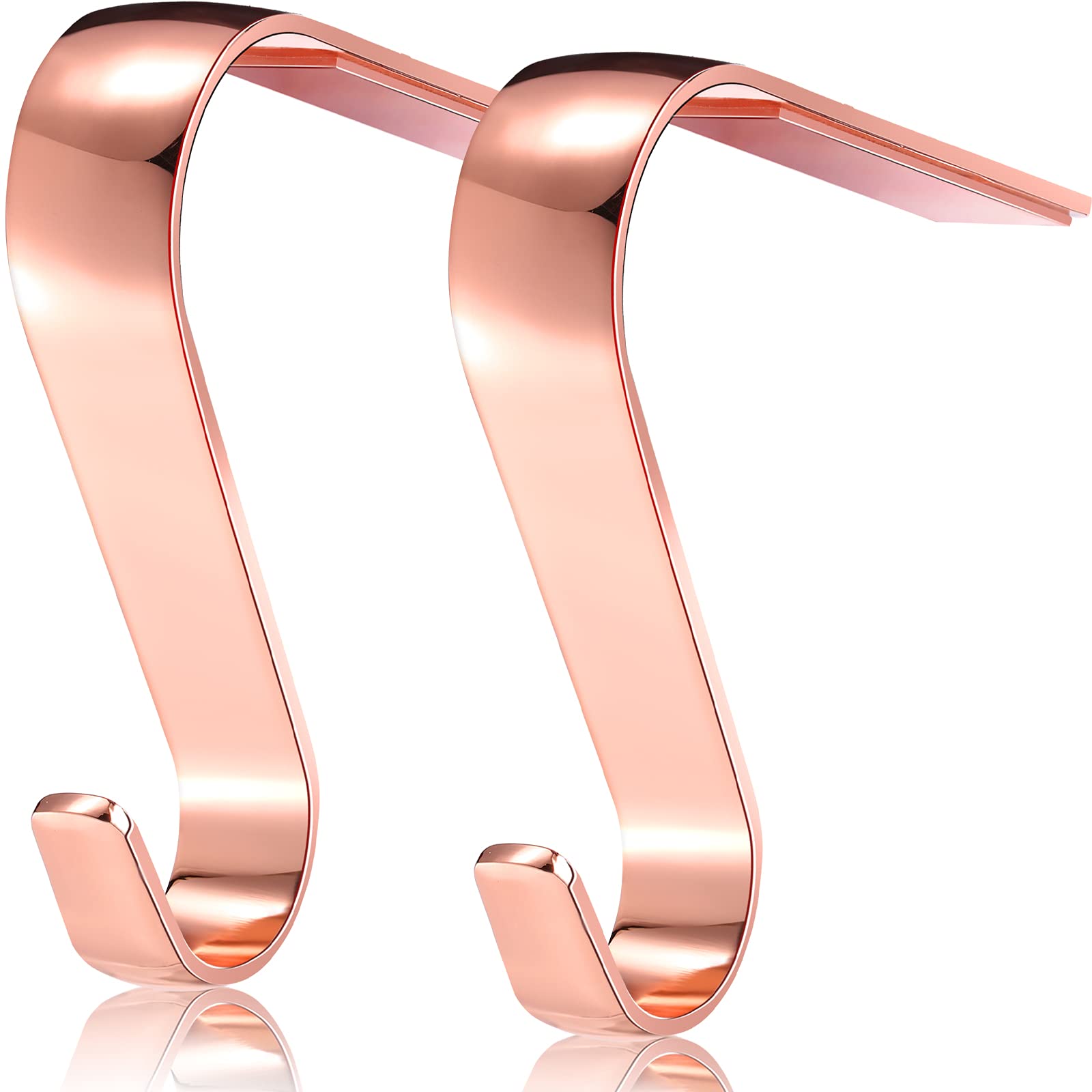 Boao 2-Pack Heavy Duty Metal Christmas Stocking Holders - Rose Gold Mantel Hangers for Fireplace, Shelf, Counter & Window Decor - Perfect for Xmas Party, Holiday Home Decorations & Festive Gift Hanging