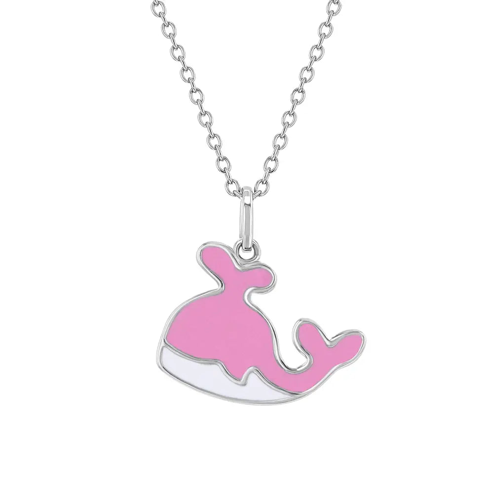 Happy Whale Enamel Necklace for Kids - Sterling Silver Jewelry - Perfect for Birthdays, Gifts & Everyday Wear