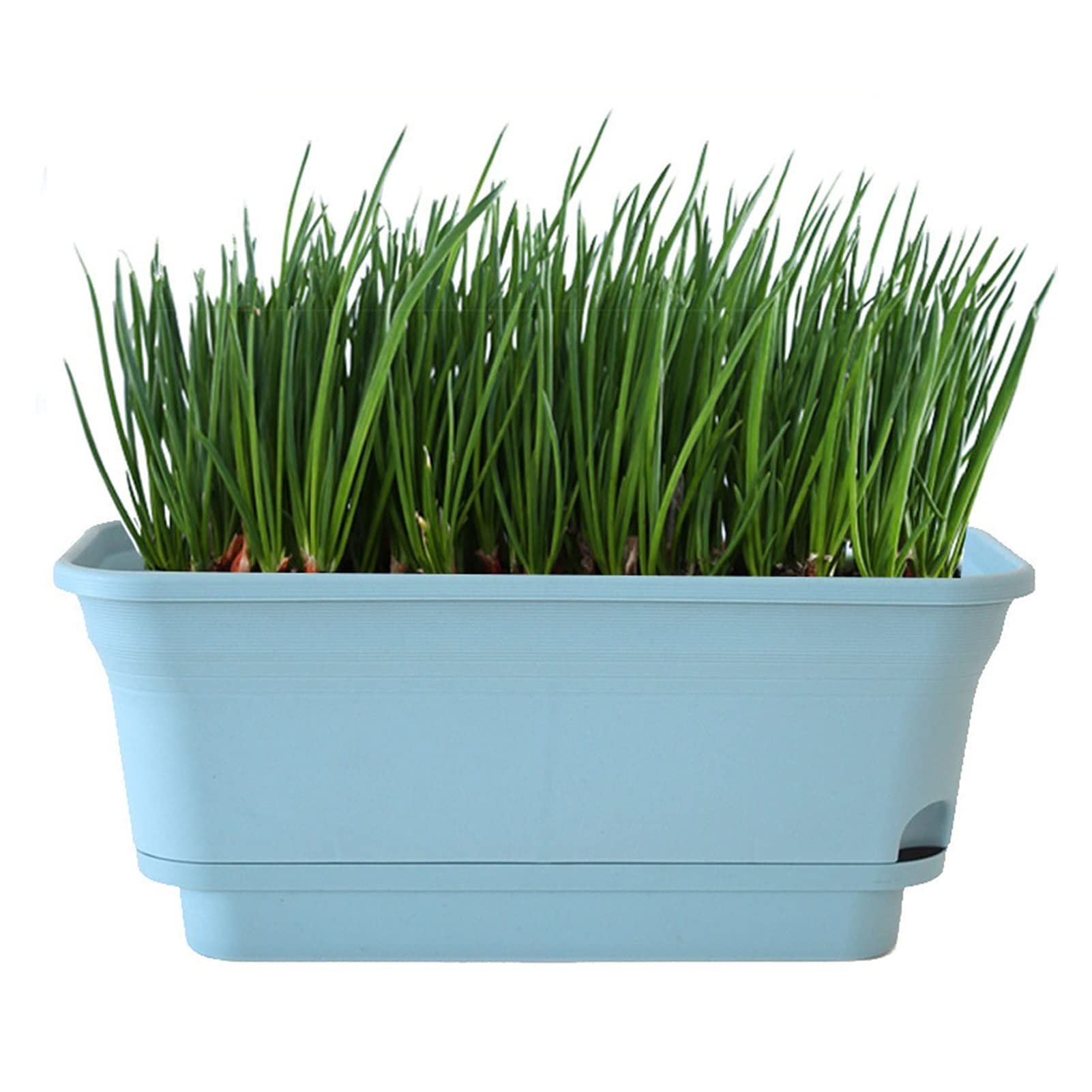 ZSHUZHI Raised Garden Bed Kit - Double Layer Plastic Planter Box for Vegetables, Flowers & Herbs | Durable Rectangular Window Box with Drainage Holes | Outdoor Gardening Container (Cyan Blue) - Perfect for Patio, Balcony & Backyard Planting