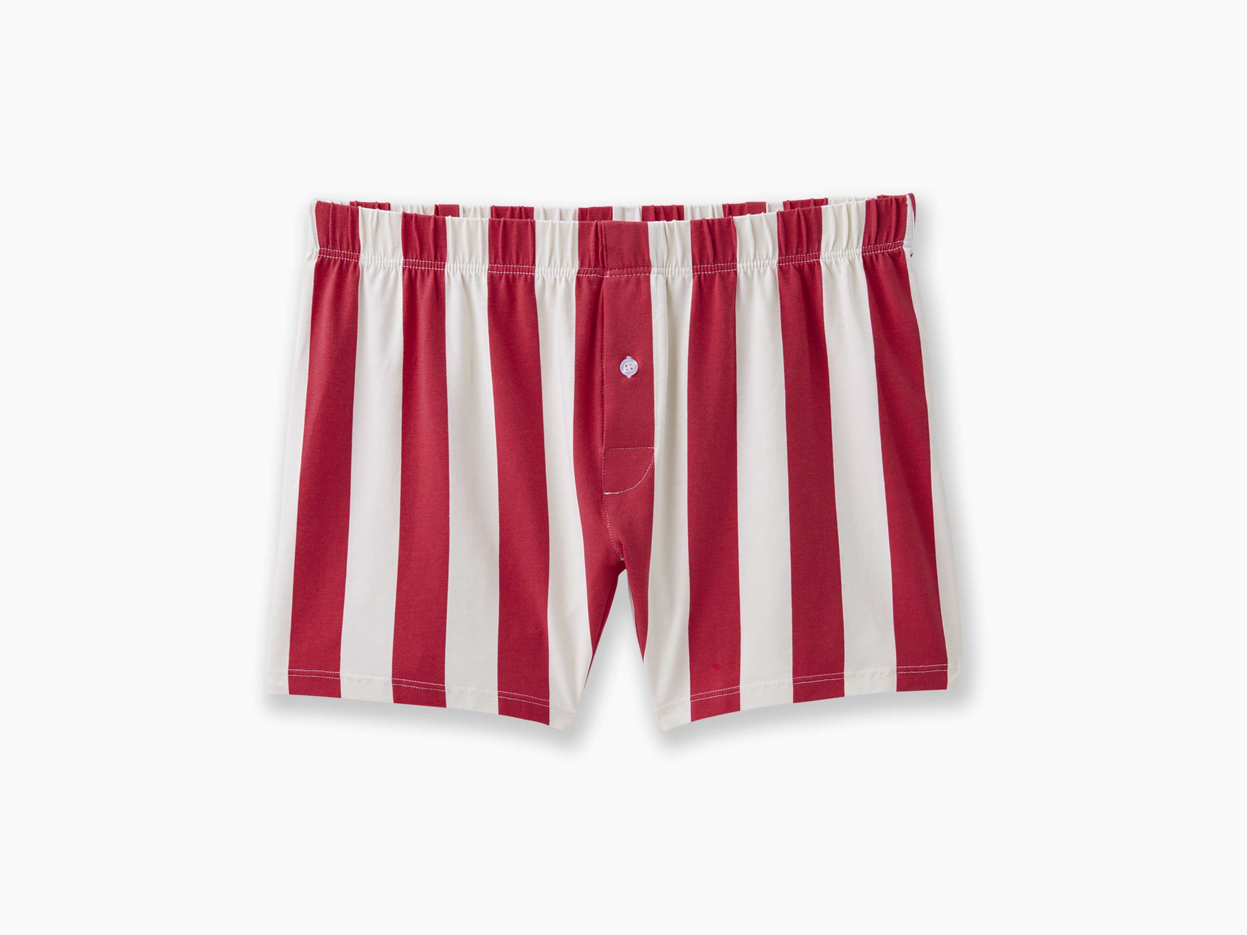 Slim Fit Boxer Briefs for Men - Red & Cream Cabana Stripe Design - Comfortable Cotton Underwear for Everyday Wear, Gym, and Travel