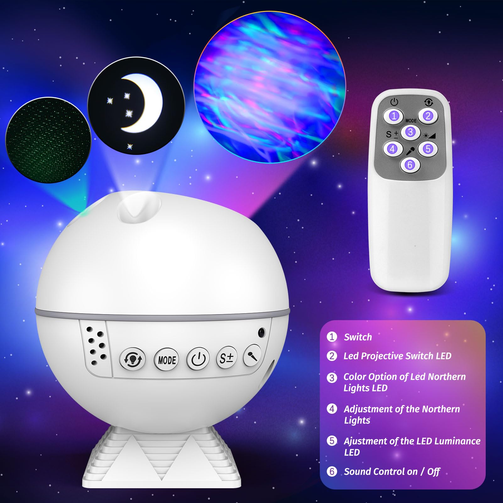 BL-XK04 Aurora Projector - Laser Star Night Light for Bedroom & Kids Room | Galaxy Ceiling Projector for Relaxation, Meditation & Sleep Aid