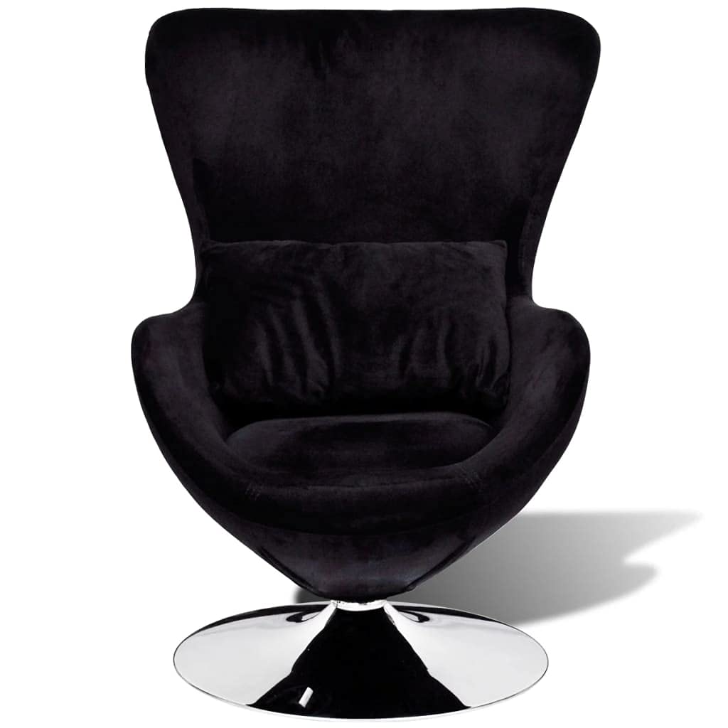 Black Velvet French Egg-Shaped Armchair - Elegant Accent Chair for Bedroom, Living Room & Office - Stylish French Sofa Chair with Modern Design - Perfect for Home Decor & Relaxation