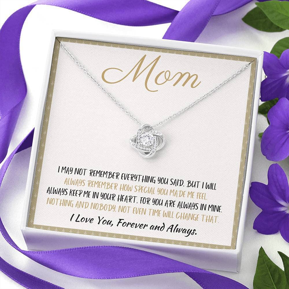 Tek Weh Mom - Sterling Silver 'I Love You' Love Knot Pendant Necklace for Mother's Day, Grandma, Mother of the Bride & Groom | Heartfelt Gift for Mom, Mother-in-Law & Special Women | Perfect for Weddings, Anniversaries & Daily Wear