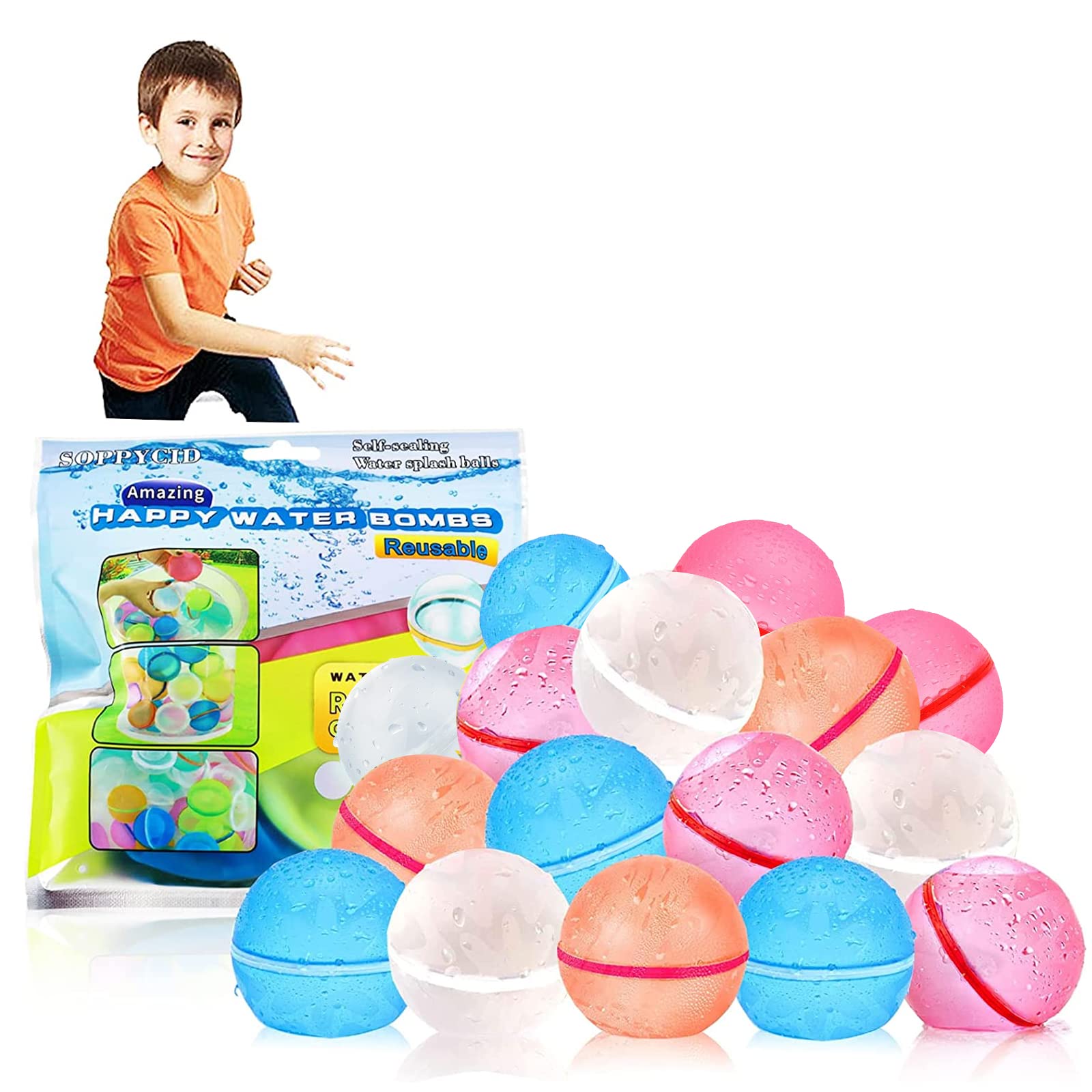 Eco-Friendly Reusable Water Balloons for Kids - Quick Fill Refillable & Self-Sealing Silicone Water Bombs with Magnetic Closure - Fun Outdoor Splash Balls for Summer, Pool Parties, Backyard Games and Water Fights