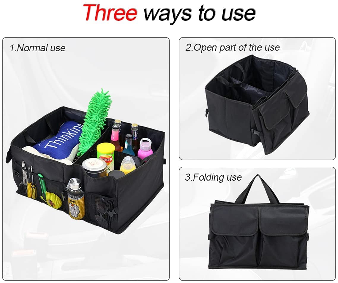 Collapsible Car Trunk Organizer & Storage Box - Large Capacity 22x15x10 Inch - Vehicle Cargo Organizer for Cars, SUVs, Trucks | Perfect for Road Trips, Grocery Shopping & Daily Commute