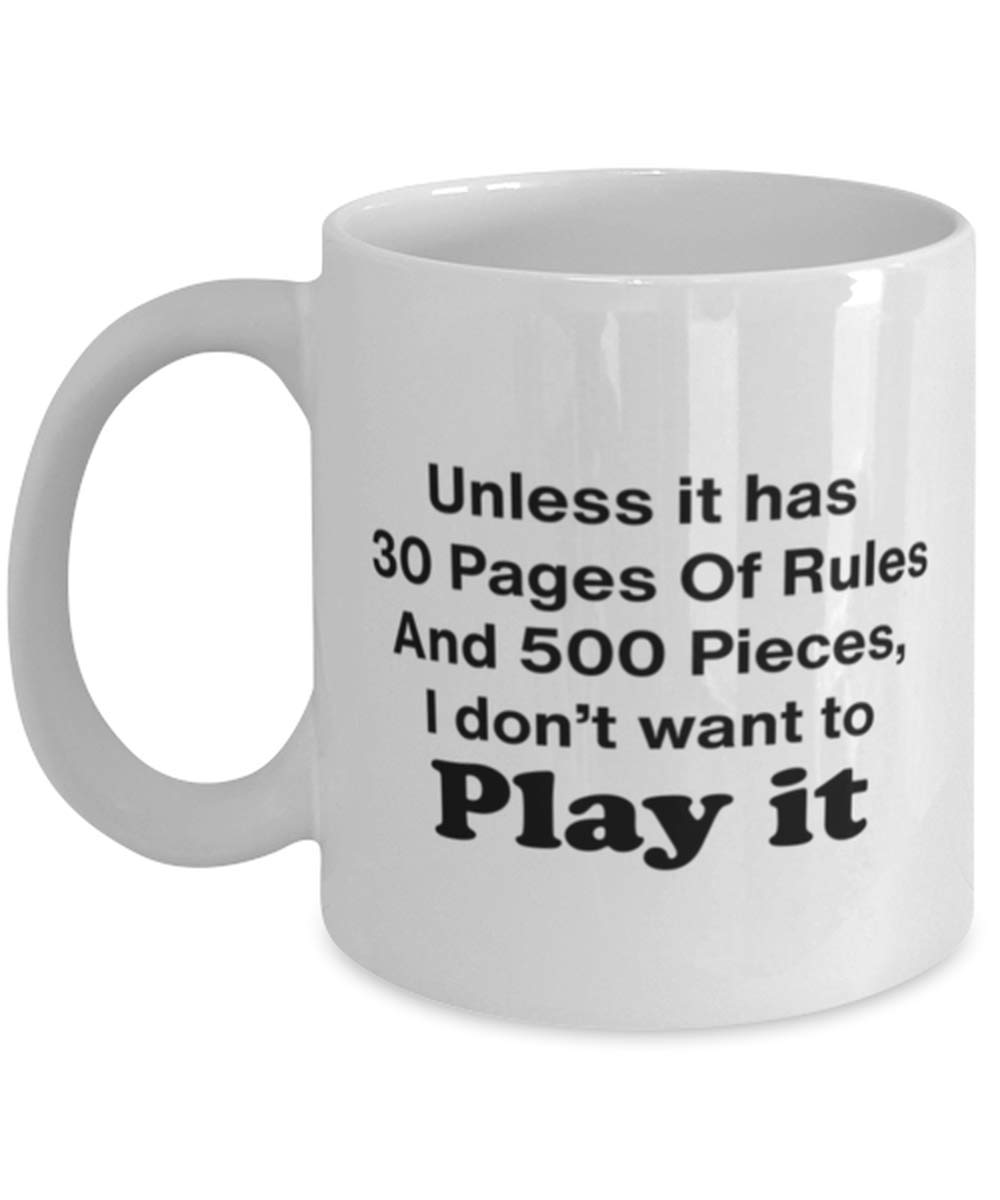 Funny Board Games Coffee Mug - 30 Pages of Rules & 500 Pieces | Perfect Gift for Board Game Lovers & Players | Great for Game Nights, Parties & Office Humor