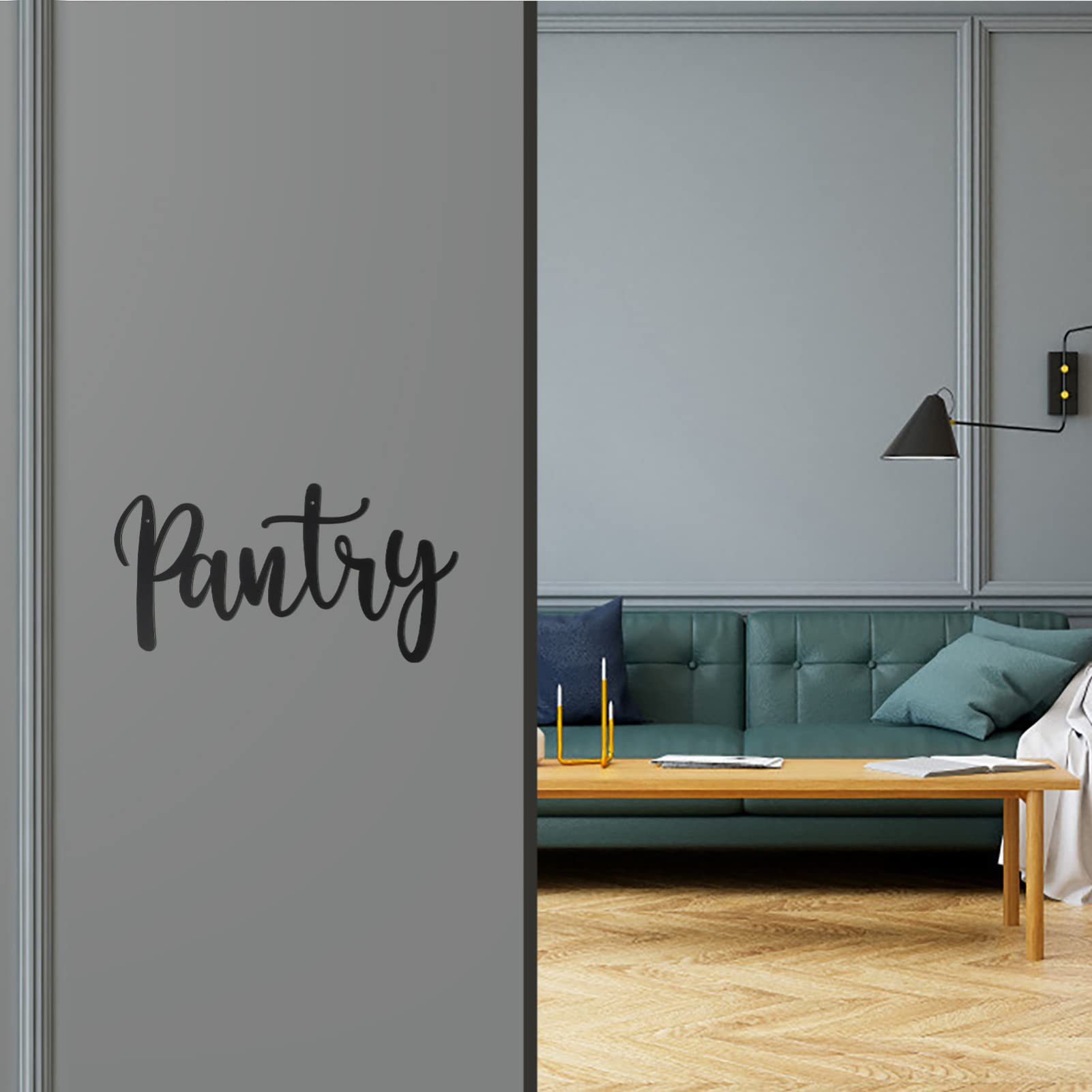 Homoyoyo Pantry Door Sign - Set of 1 Wrought Iron Wall Hanging Decor, Rustic Farmhouse Style Wall Pendant for Kitchen, Pantry, or Home Entryway Decoration