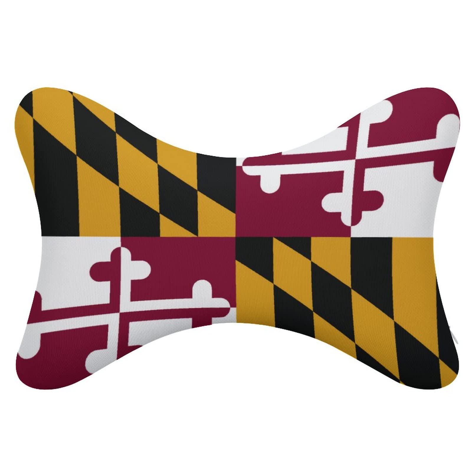 Maryland Flag Print Car Headrest Pillow - 2 Pack Neck Support Pillows for Driving Comfort | Soft Car Seat Cushion for Long Road Trips, Commuting & Travel Accessories