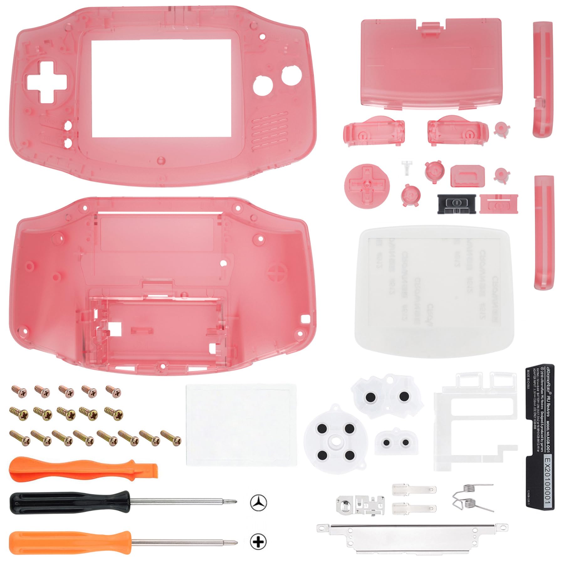 eXtremeRate Cherry Pink Replacement Shell & White Screen Lens for Gameboy Advance - Full Housing Cover Compatible with IPS & Standard LCD (Console Not Included) - Perfect for Gameboy Modding, Retro Gaming & Custom Builds
