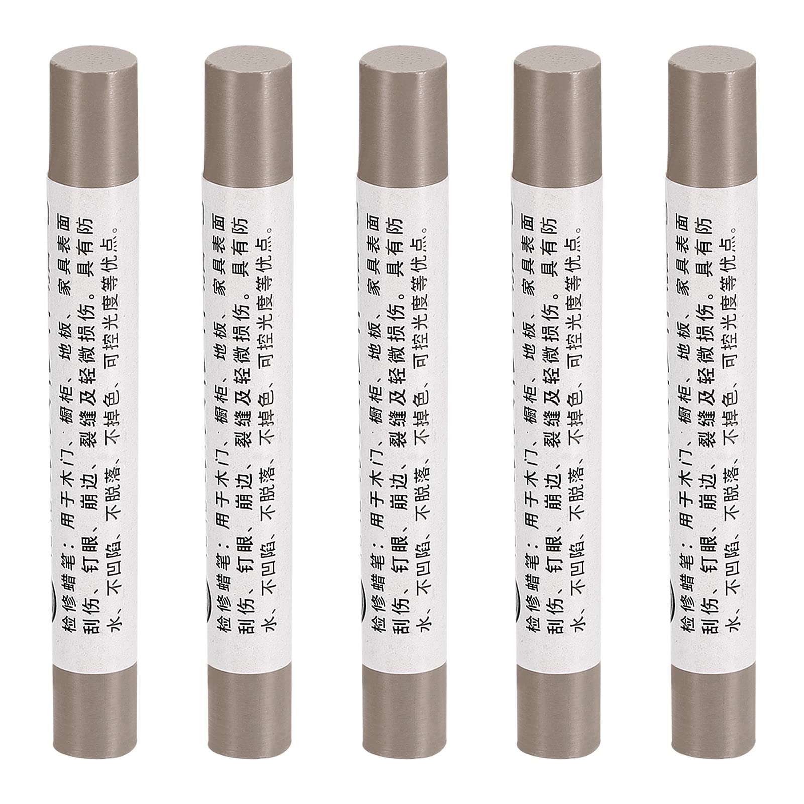 5Pcs Furniture Repair Crayons - Wood Wax Filler Sticks for Scratches & Holes - Brown & Grey Wood Touch Up Markers for Tables, Desks & Wooden Floors | DIY Home Improvement & Furniture Restoration