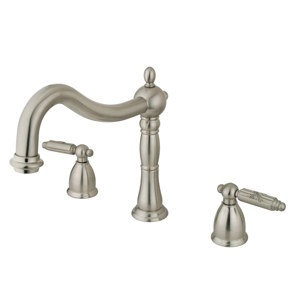 Kingston Brass KS1348GL Heritage Roman Tub Filler with Metal Lever Handle in Brushed Nickel - Perfect for Luxury Bathroom Renovations and Spa-Inspired Home Retreats