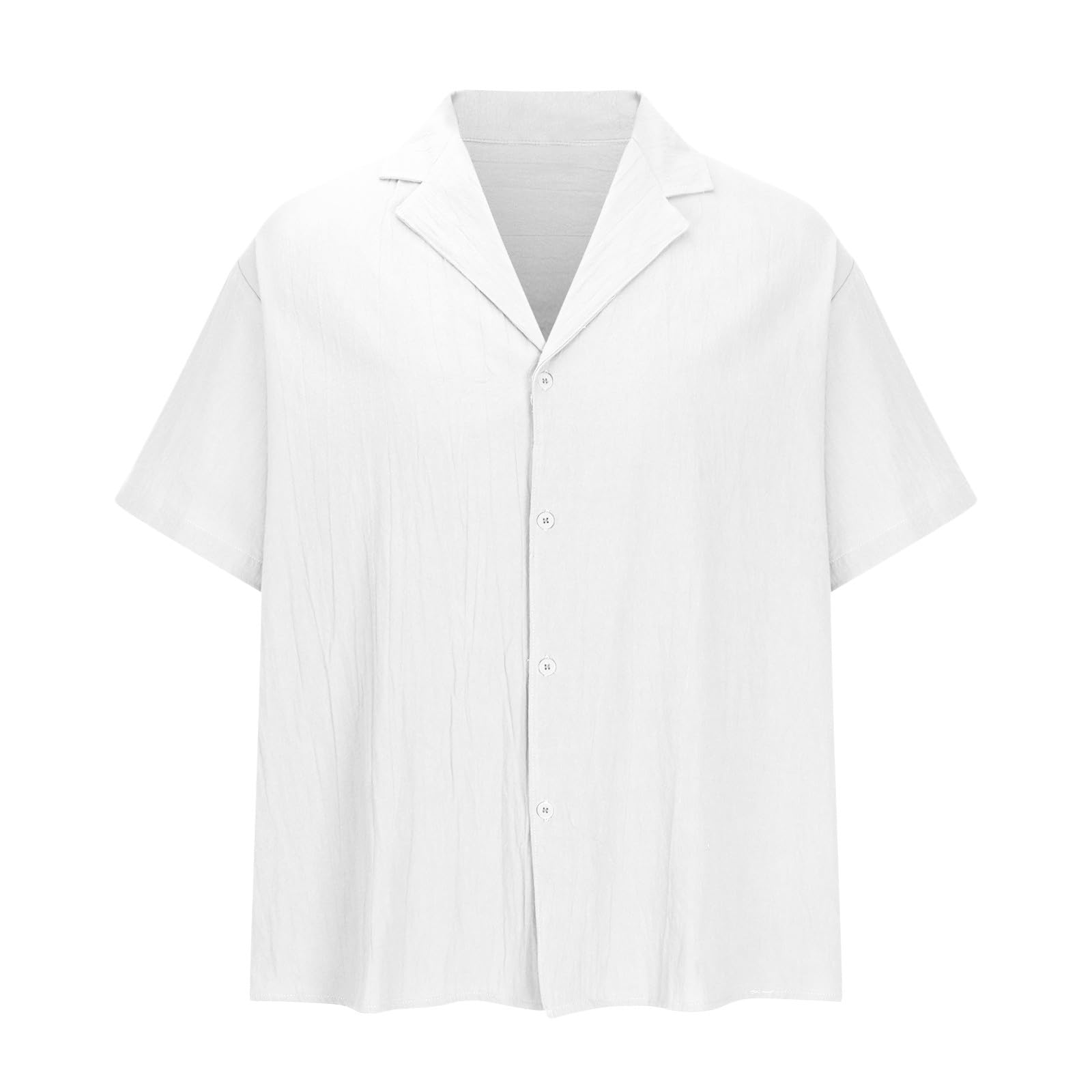 Men's Cotton Linen Short Sleeve Button Down Shirt - Breathable Summer Casual Dress Shirt for Beach, Business, Party & Outdoor Activities | Lightweight Comfortable Blouse Top for Warm Weather