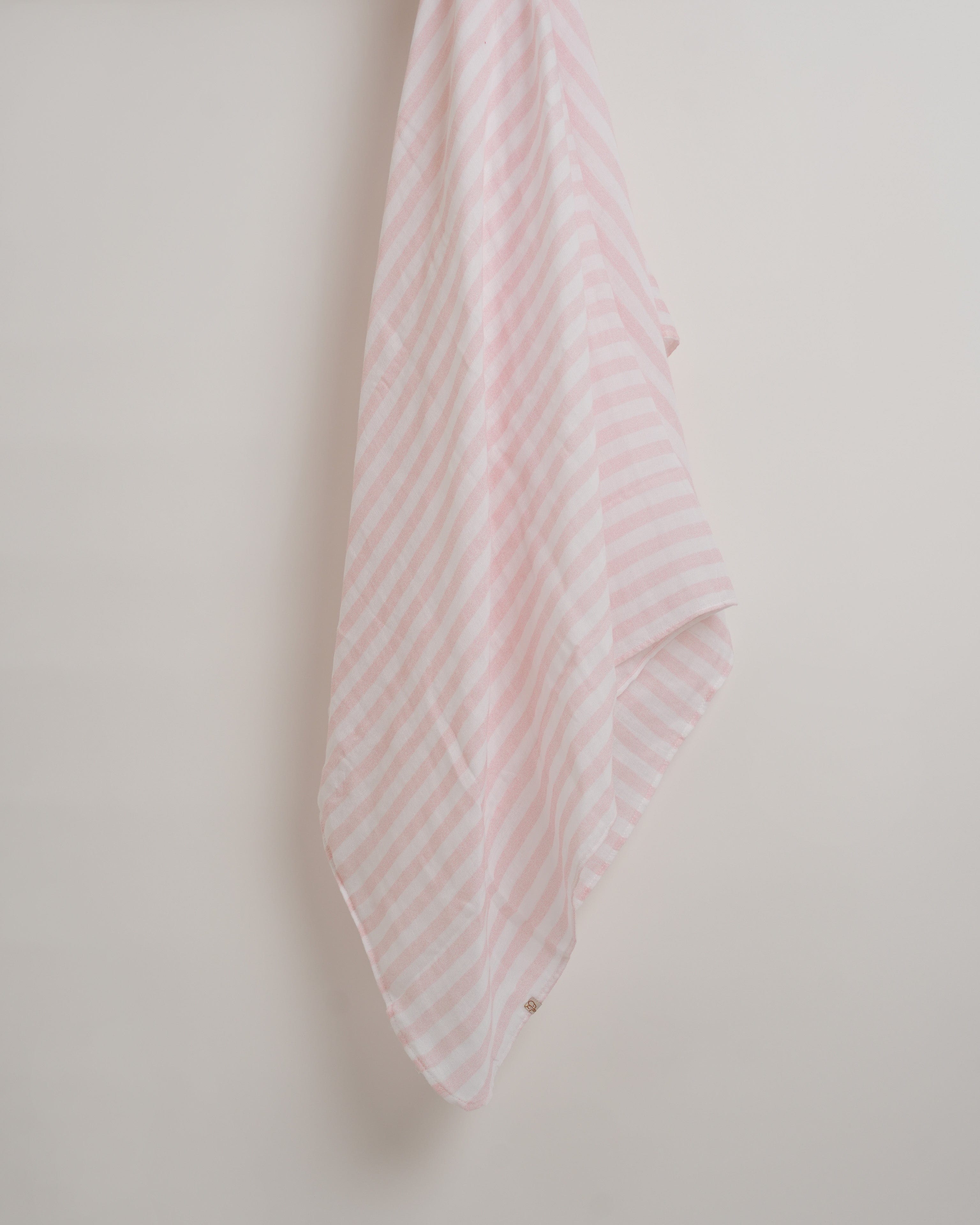 Soft Pink Striped Muslin Swaddle Blanket for Babies - Breathable & Lightweight for Comfortable Sleep, Swaddling, Nursing & Stroller Use