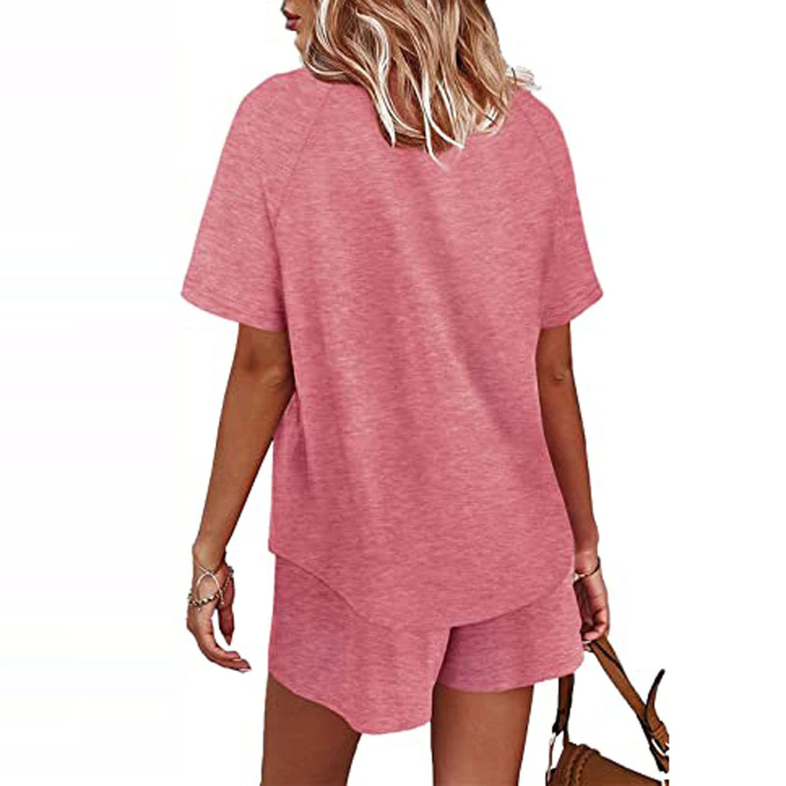 Kinrui Women's 2-Piece Pajama Set - Short Sleeve Soft Sleepwear & Lounge PJS with Pockets (S-XXL) | Comfortable Summer Nightwear for Home, Vacation & Relaxation