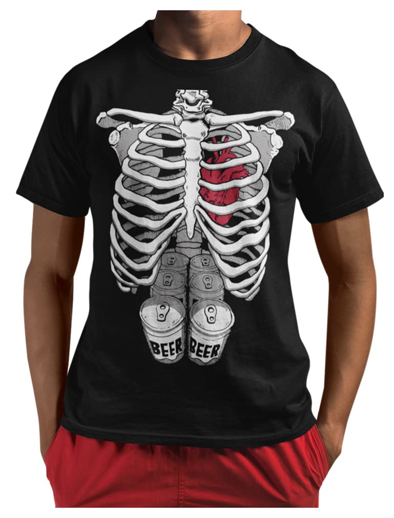 Funny Skeleton Shirt for Men - Rib Cage Costume T-Shirt - Halloween Party Outfit & Cosplay Apparel - Large Size - Perfect for Halloween, Costume Parties, and Themed Events