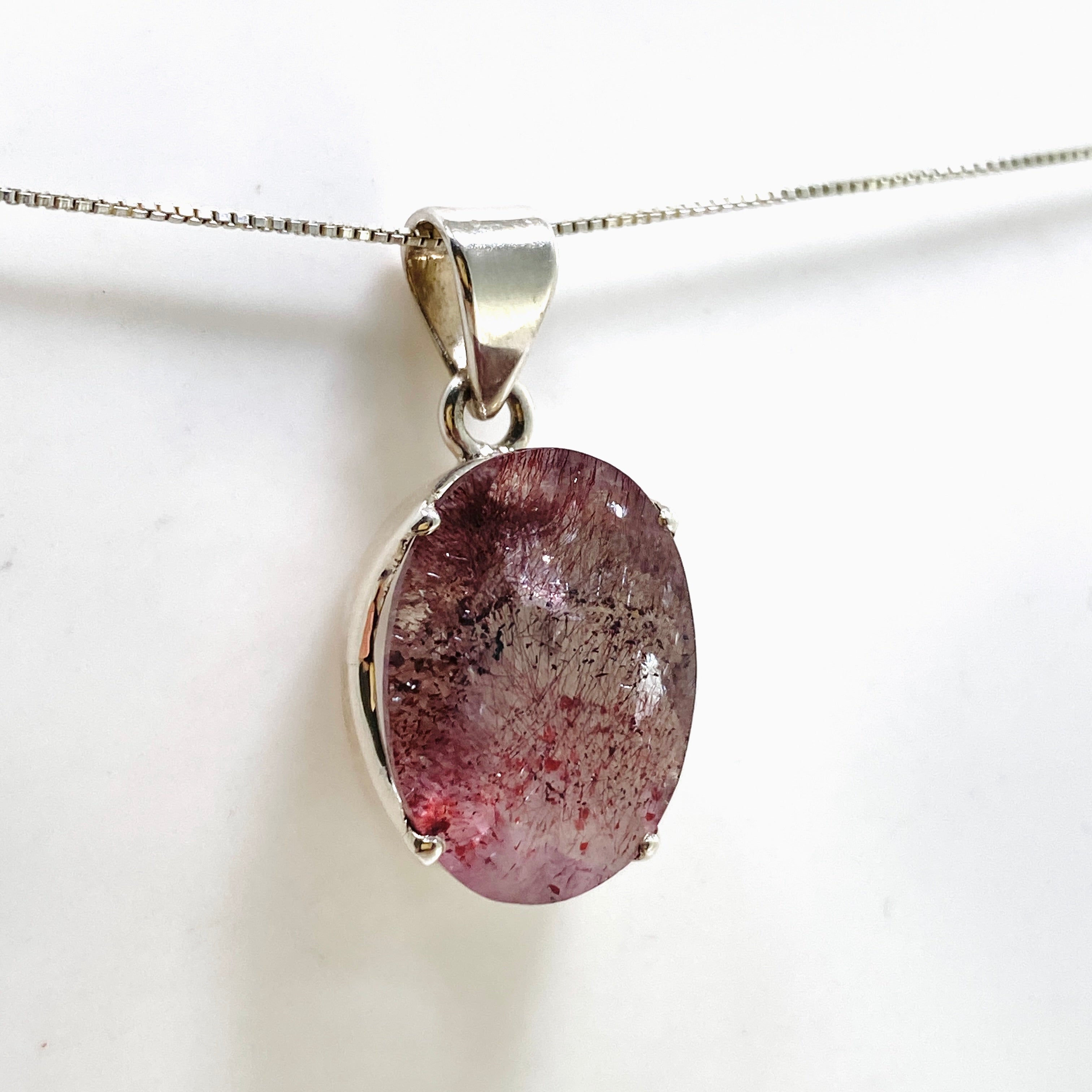 Natural Lepidocrocite in Quartz Oval Faceted Pendant Necklace PPGJ1077 - Healing Crystal Jewelry for Meditation & Energy Balancing