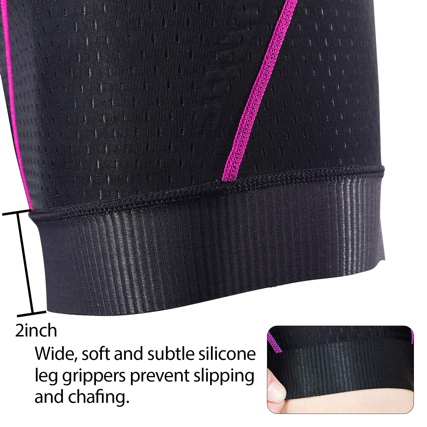 Women's 3D Padded Cycling Shorts with Gel Bike Seat Cover - Breathable Bicycle Underwear & Comfortable Seat Cushion Set (Rose-M/Black) for Road Biking, Spinning & Indoor Cycling Workouts