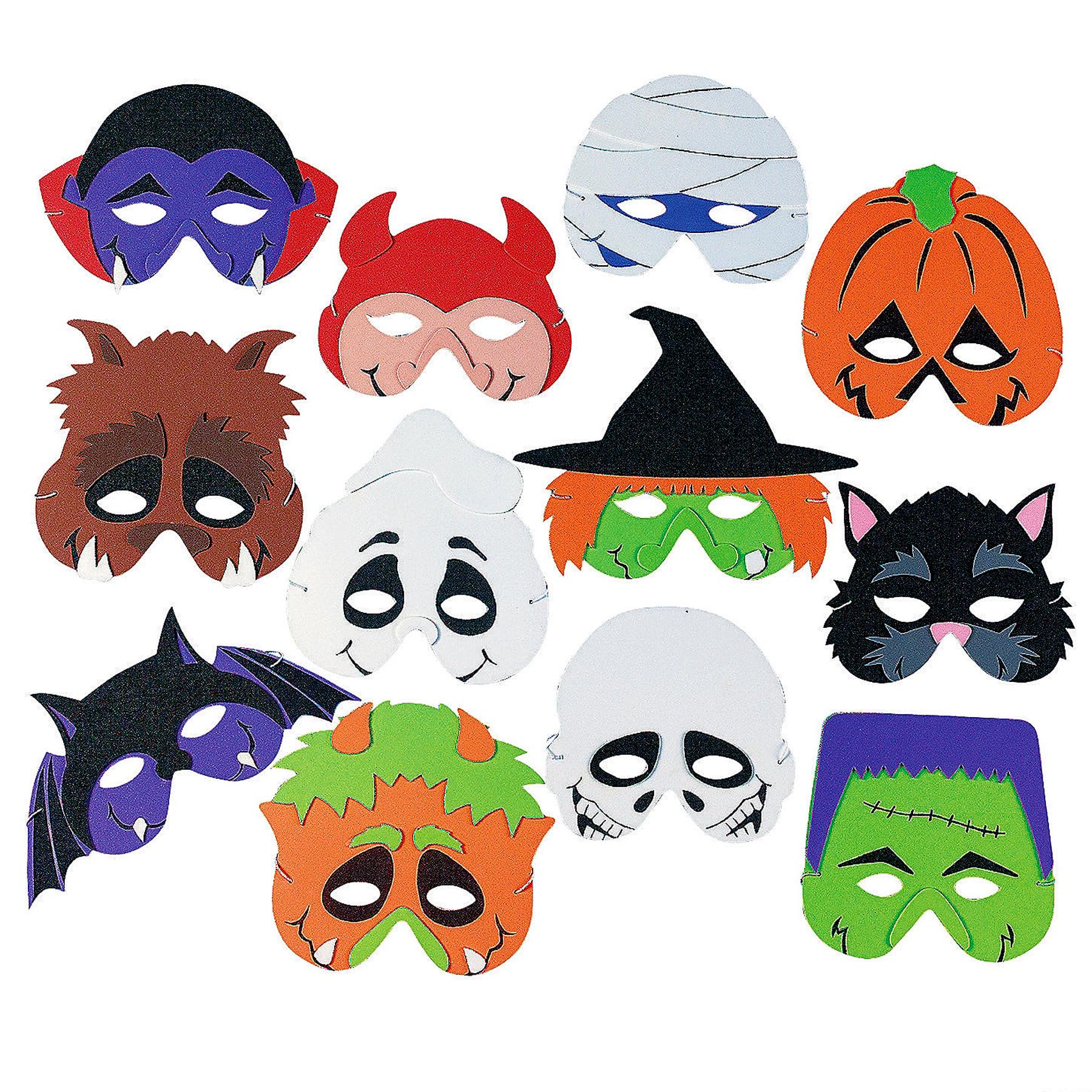 Halloween Monster Foam Masks for Kids - 12 Spooky Designs for Halloween Party Favors, Costume Accessories & Trick or Treat - Scary Face Masks for Halloween Decorations, School Events & Family Fun