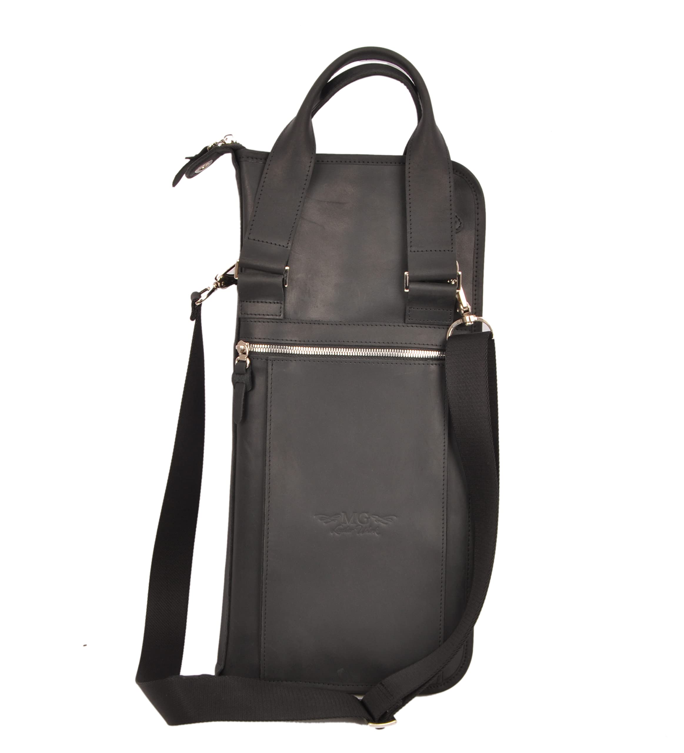 Handmade Genuine Leather Drumstick Bag with Drum Key Holder - Large Black Drum Stick Case for Drummers, Perfect for Gig, Practice & Travel