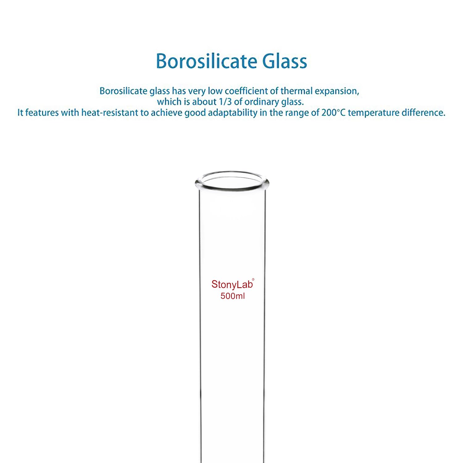 Stonylab 500ml Borosilicate Glass Dropping Funnel with PTFE Stopcock - Lab Grade Burette Funnel for Chemistry Experiments, Essential Oil Mixing & Home DIY Projects