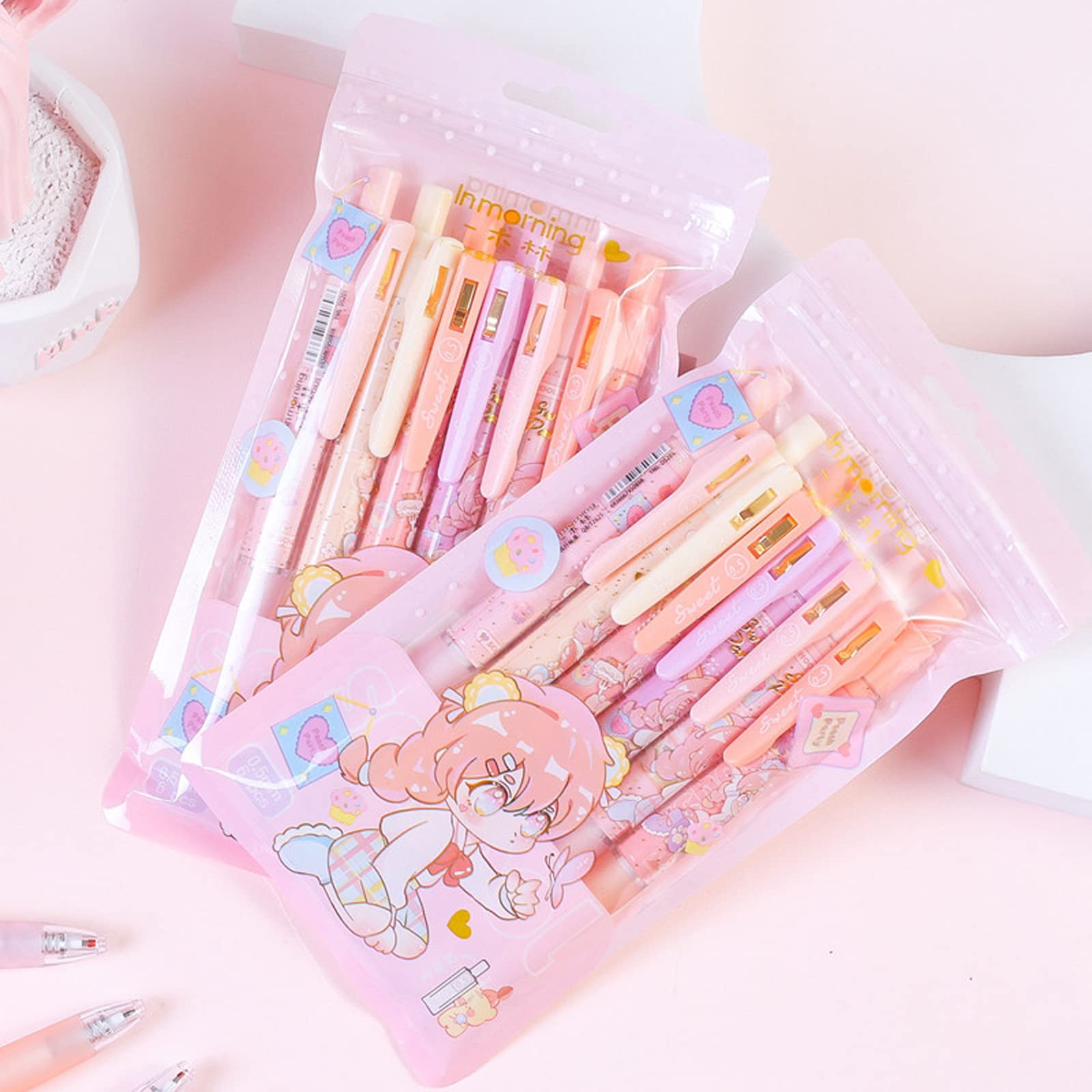 Kawaii Japanese Gel Pens for Students - Cute Signature Pens, Sweet Peach Diary Design - Perfect for Journaling, Note Taking & Gift Giving