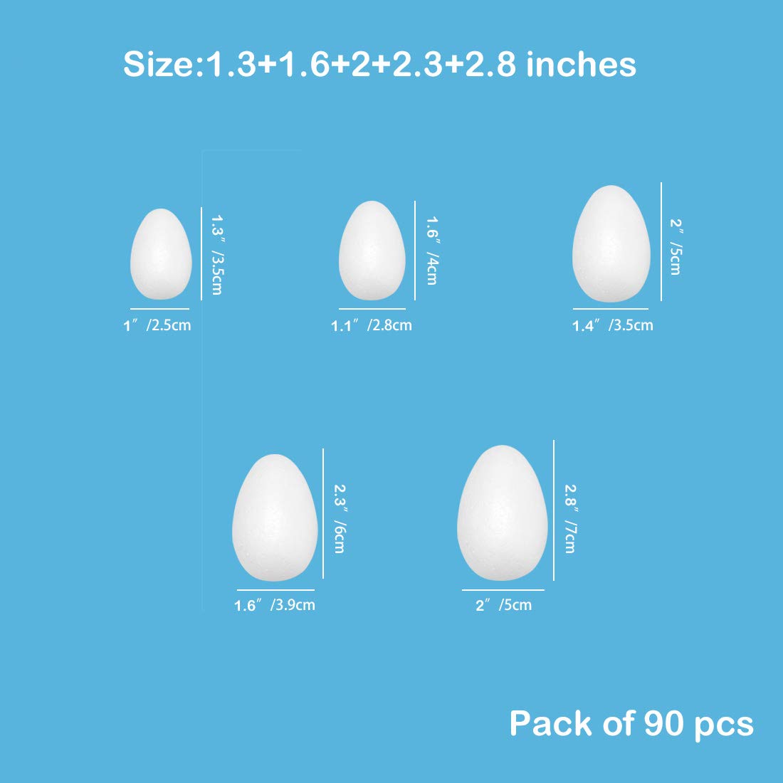 ACTENLY 26-Piece White Foam Egg Set - 5 Sizes Polystyrene Balls for Easter Crafts, DIY Decorations, Painting Projects - Perfect for Easter Displays, Home Decor & Party Supplies