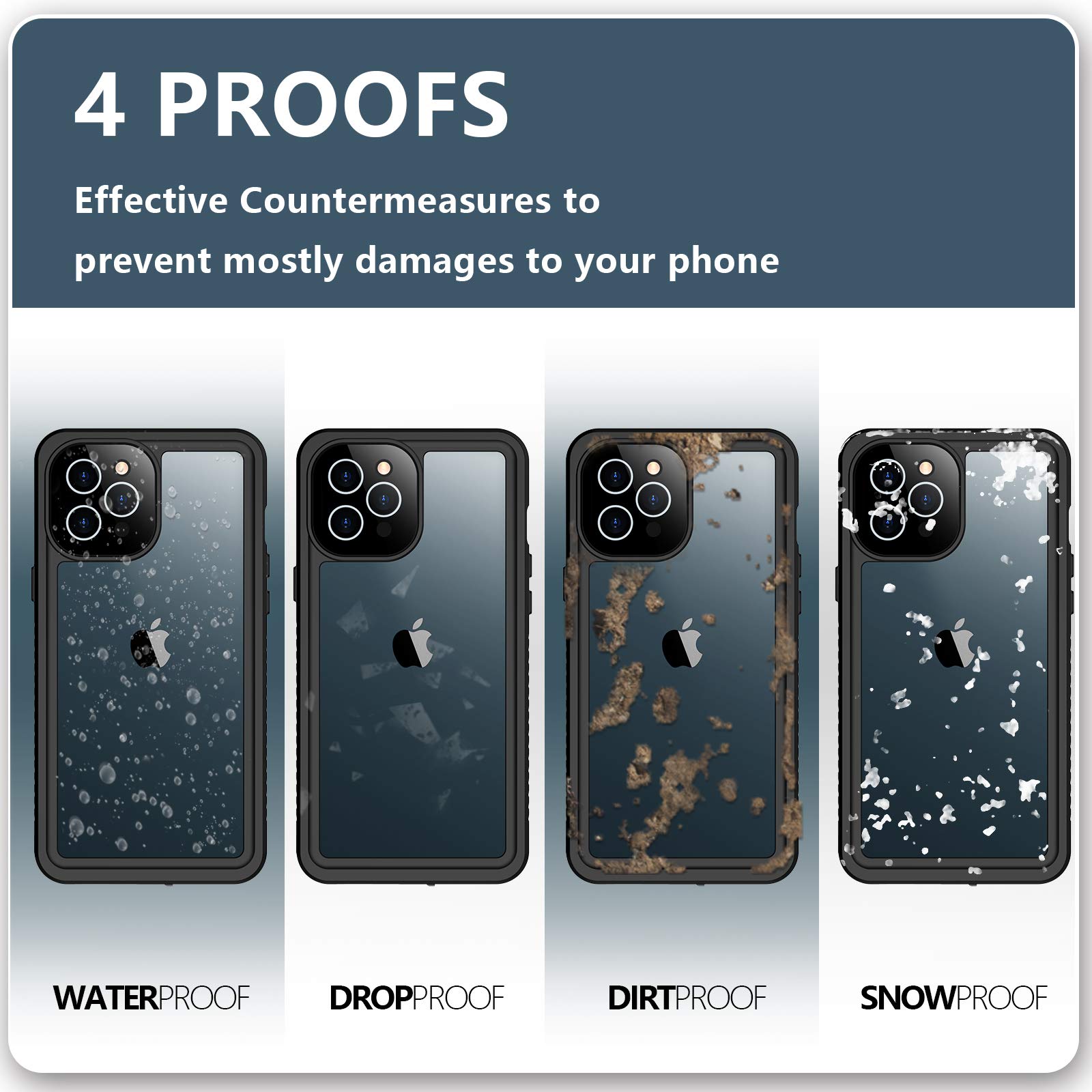SPIDERCASE Rugged Waterproof iPhone 12 Pro Max Case with Built-in Screen Protector | Shockproof Full Body Protection for 6.7
