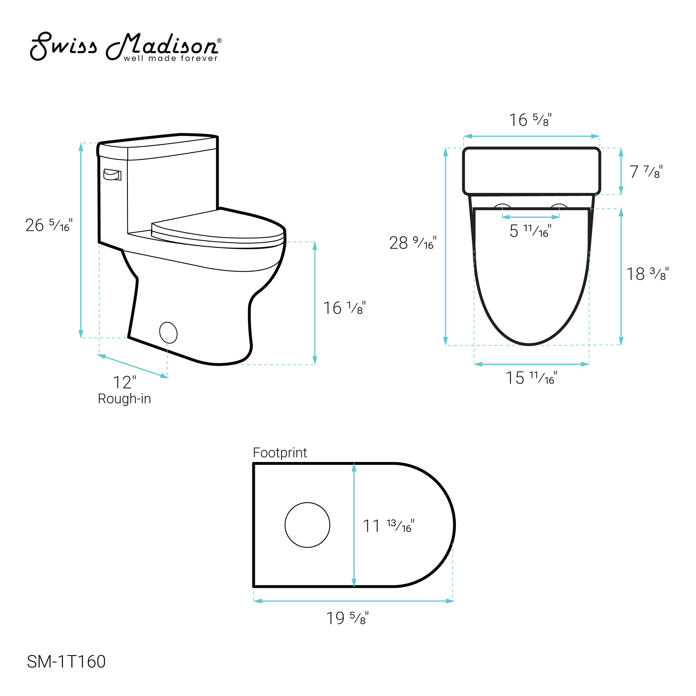 Clichy One-Piece Elongated Toilet with Side Flush | 1.28 GPF Water Efficient | Perfect for Small Bathrooms & Modern Homes