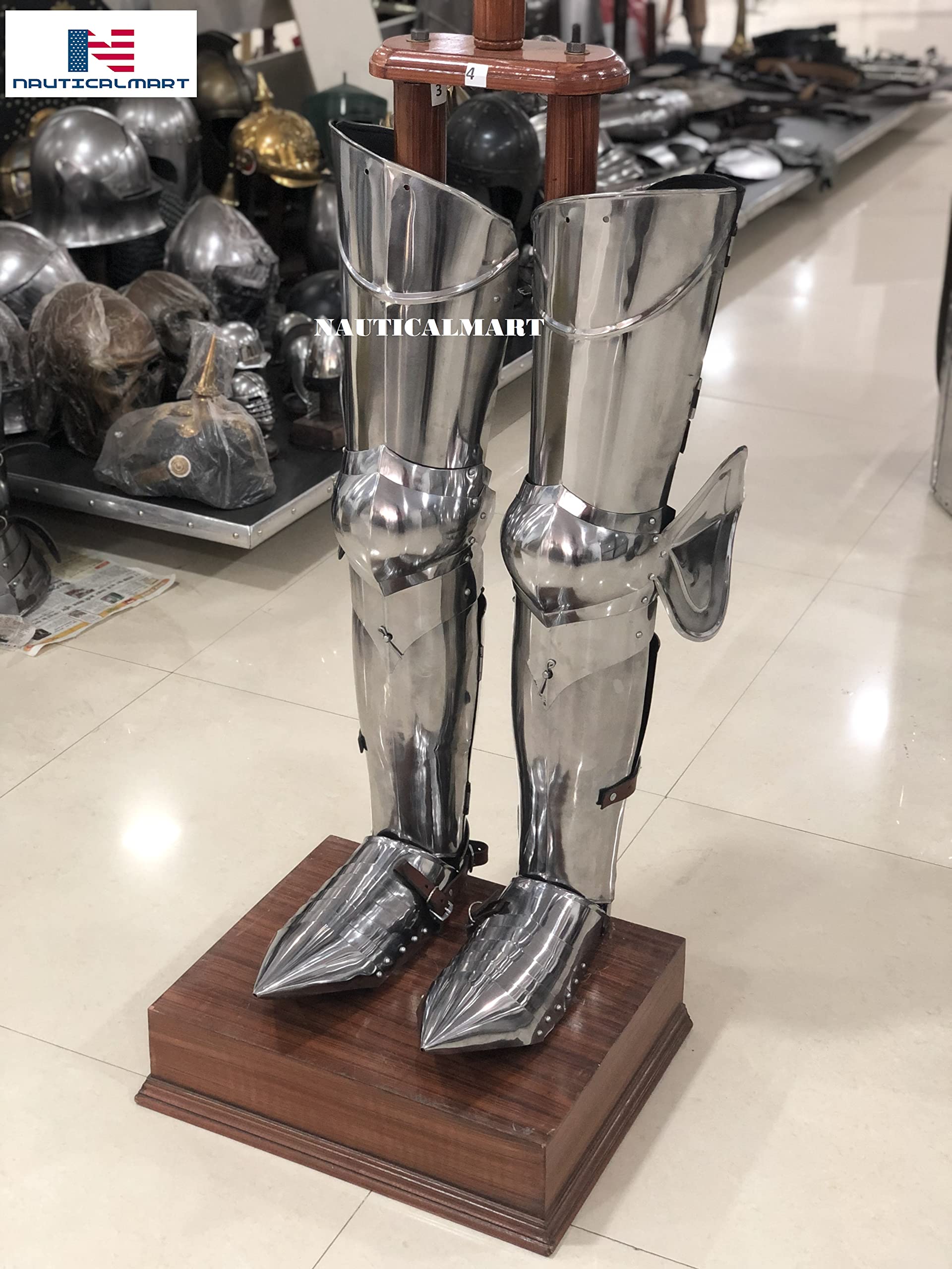 Medieval Steel Greaves Leg Armor - Authentic LARP & Cosplay Protection - Perfect for Renaissance Fairs, Historical Reenactments & Fantasy Costumes