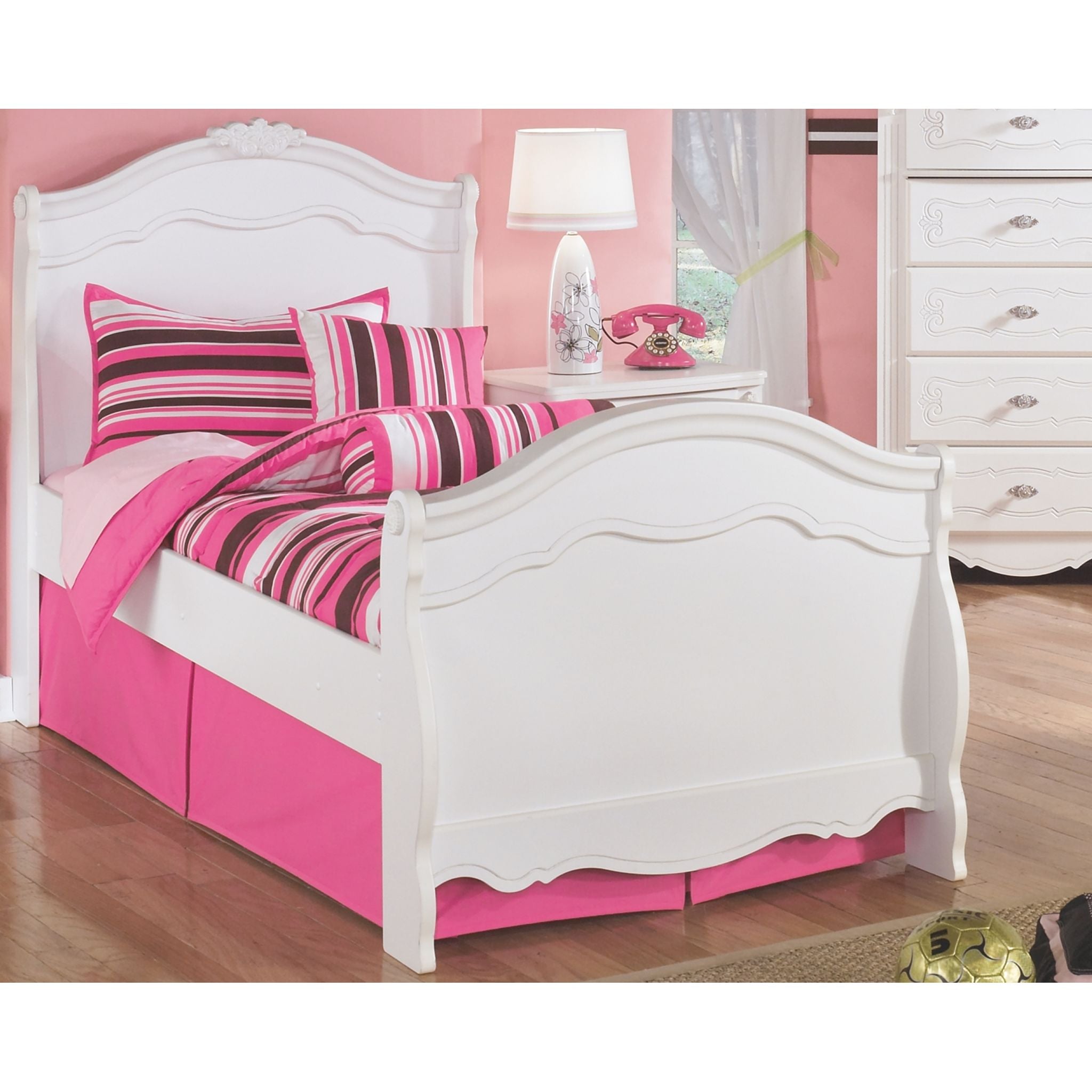 Ashley Exquisite 3-Piece Twin Bed Set - Soft Microfiber Upholstered Headboard, Wooden Frame & Nightstand - Perfect for Kids Rooms, Guest Bedrooms & Small Spaces