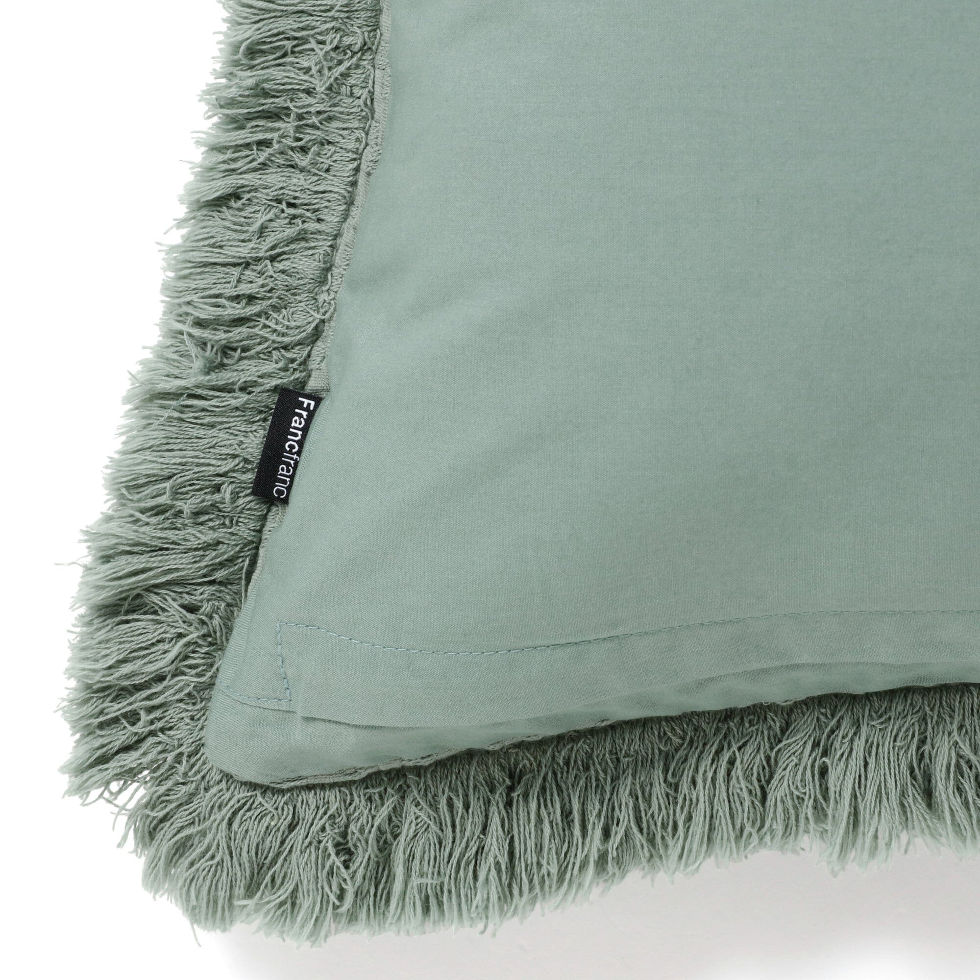 Premium Diamond Fringe Cushion Cover 18x18 Inches - Soft Green Bohemian Style Decorative Pillow Case for Sofa, Bed, Living Room & Home Decor