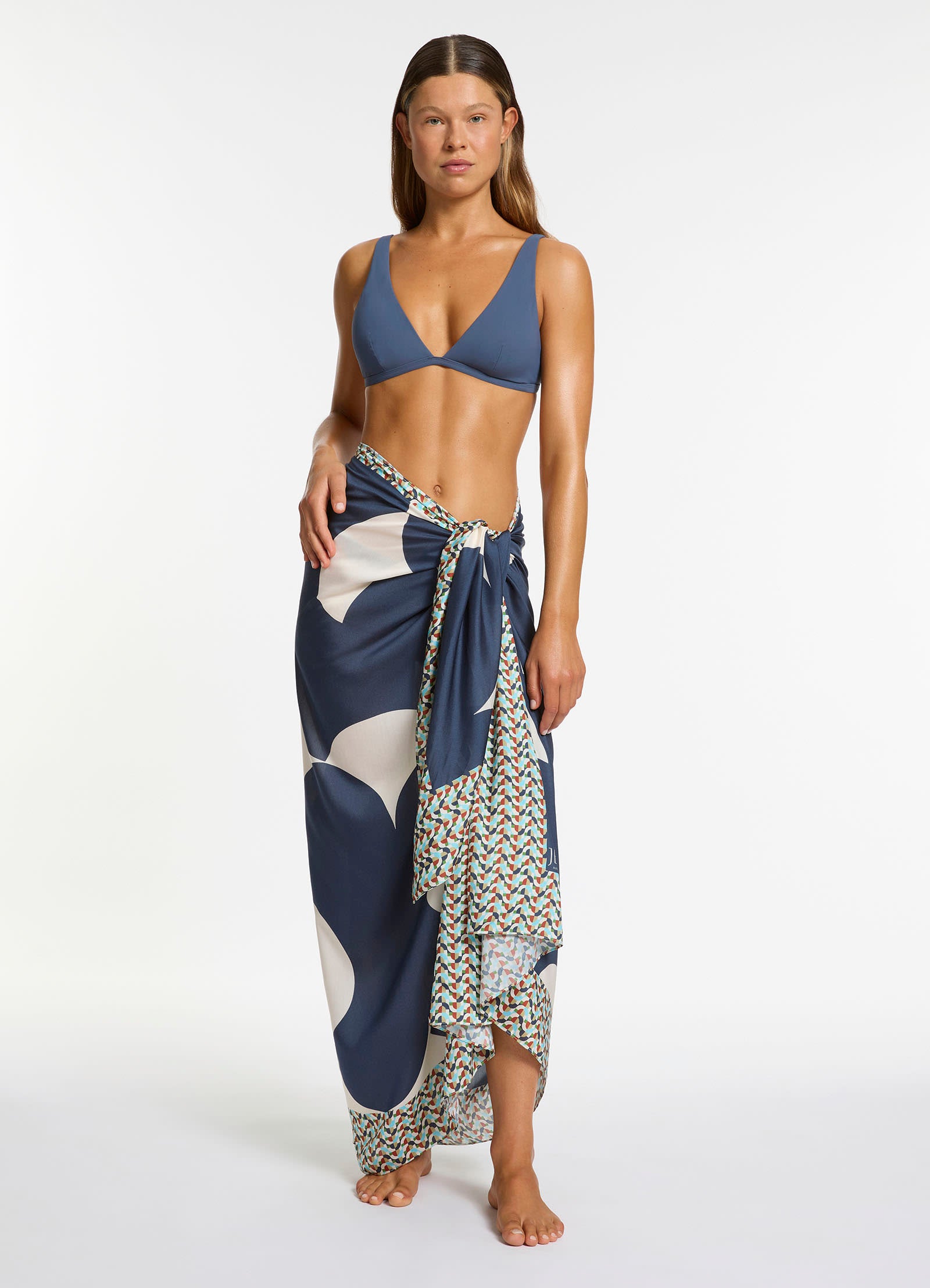 Acacia Long Sarong - Soft & Lightweight Steel Blue Beach Wrap - Perfect for Vacation, Poolside, and Boho Fashion