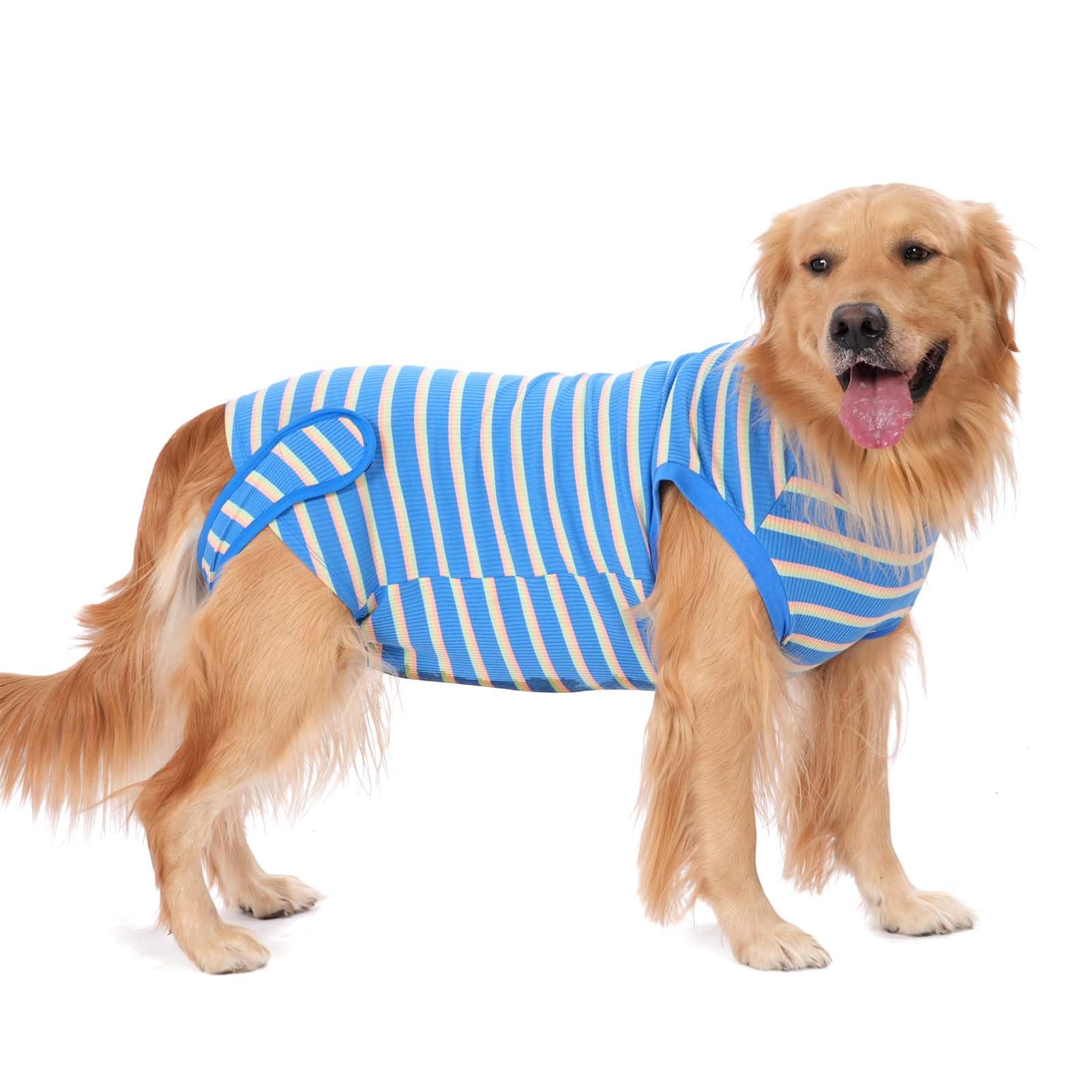 Post-Surgery Dog Recovery Suit - Soft Cone Alternative for Small, Medium & Large Dogs & Cats | Spay Neuter Onesie Pajamas for Male & Female Pets (Blue Stripe, XX-Large) | Ideal for Post-Op Care, Wound Protection & Comfortable Healing