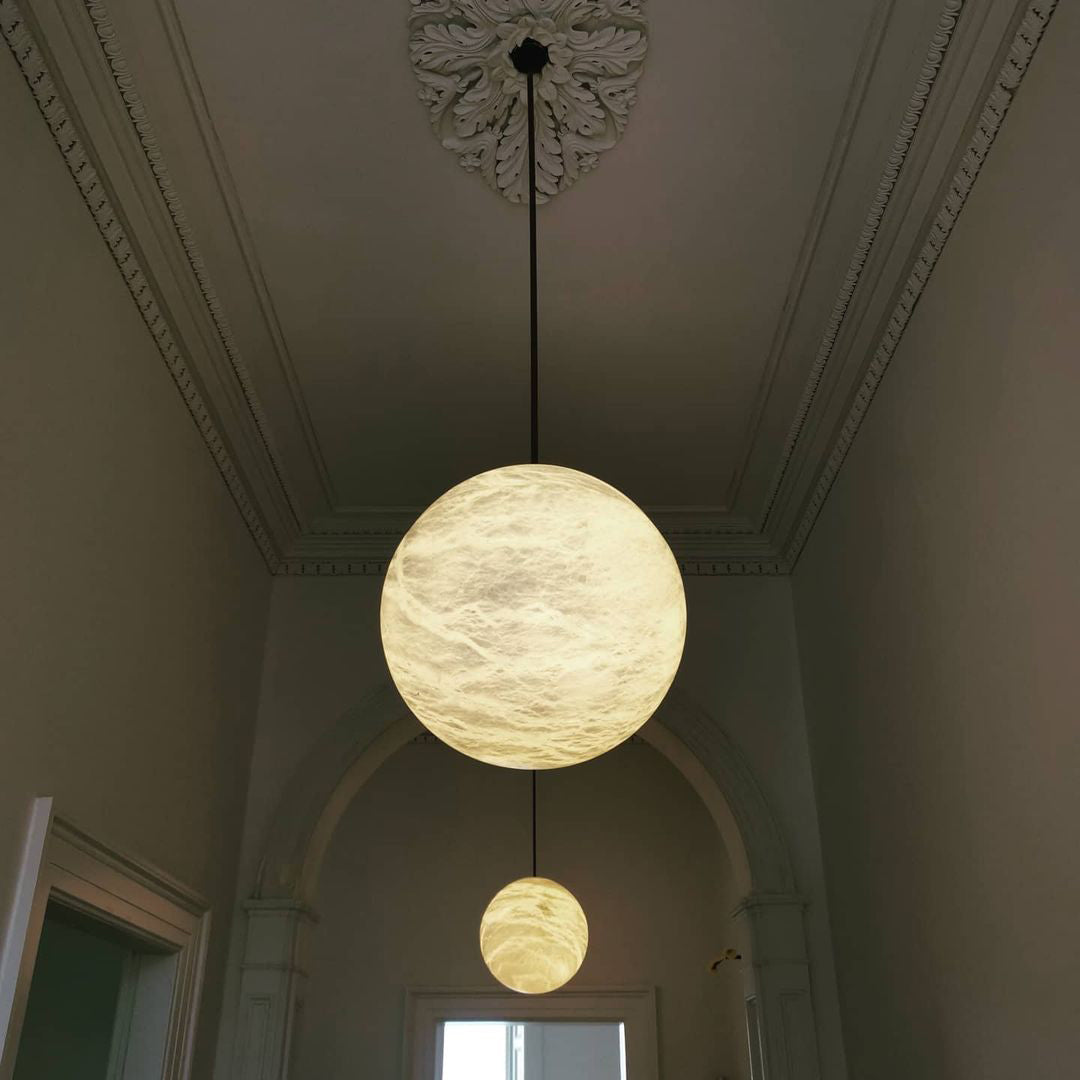 Luna Pendant Light - Modern Scandinavian Glass Hanging Lamp for Kitchen Island, Dining Room & Bedroom Lighting